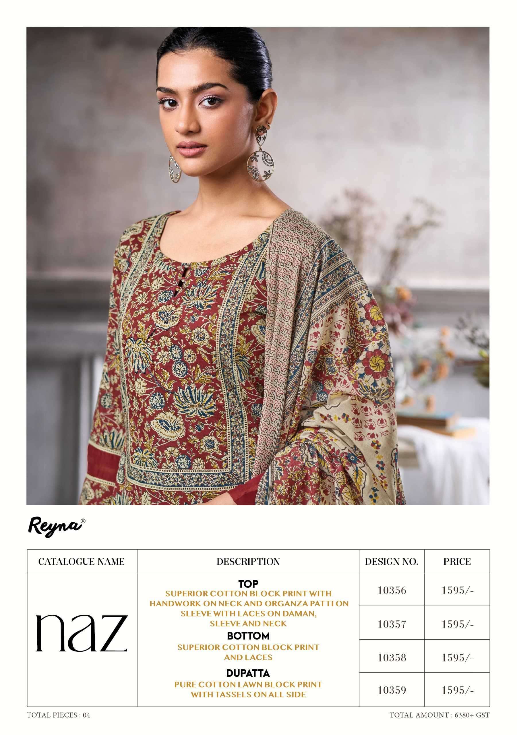 naz by reyna colors best designer party wear cotton salwar suit wholesaler 
