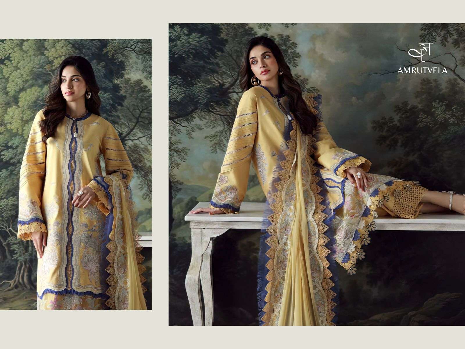 ombre classic amrutvela colors best designer embroidery work cotton suit wholesaler 