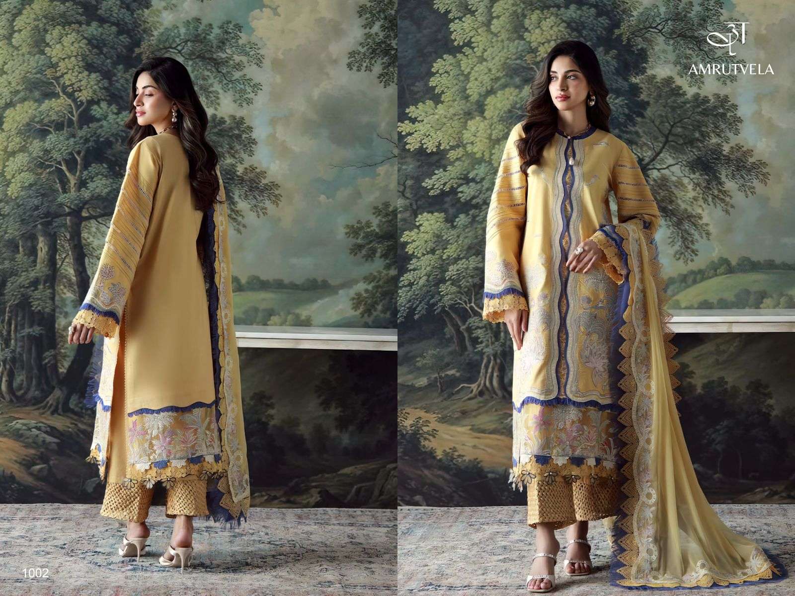 ombre classic amrutvela colors best designer embroidery work cotton suit wholesaler 