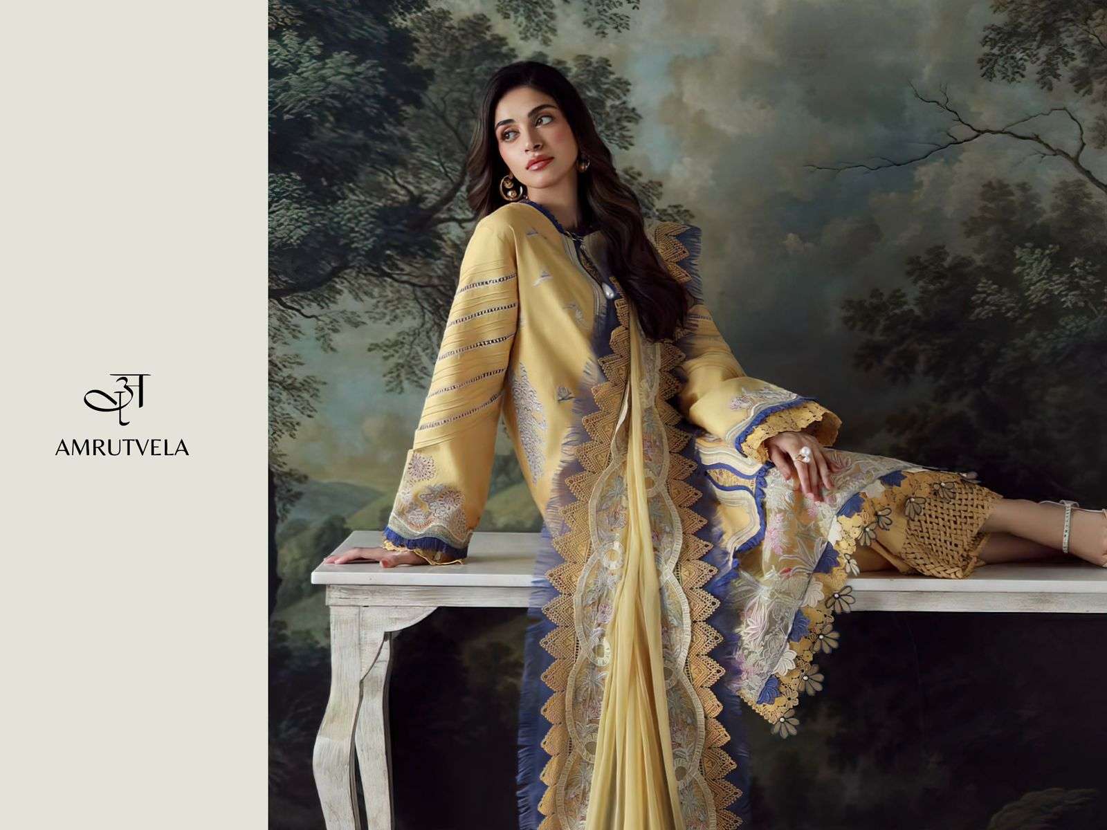 ombre classic amrutvela colors best designer embroidery work cotton suit wholesaler 