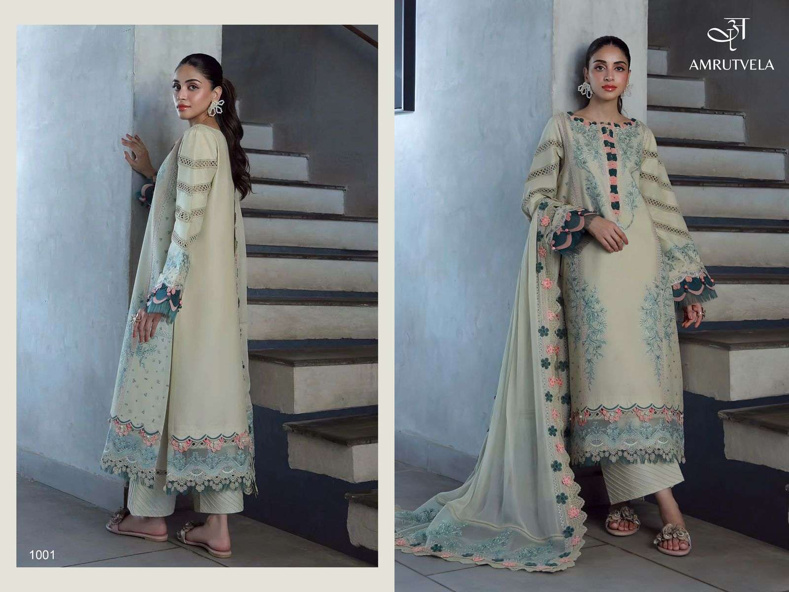 ombre classic amrutvela colors best designer embroidery work cotton suit wholesaler 