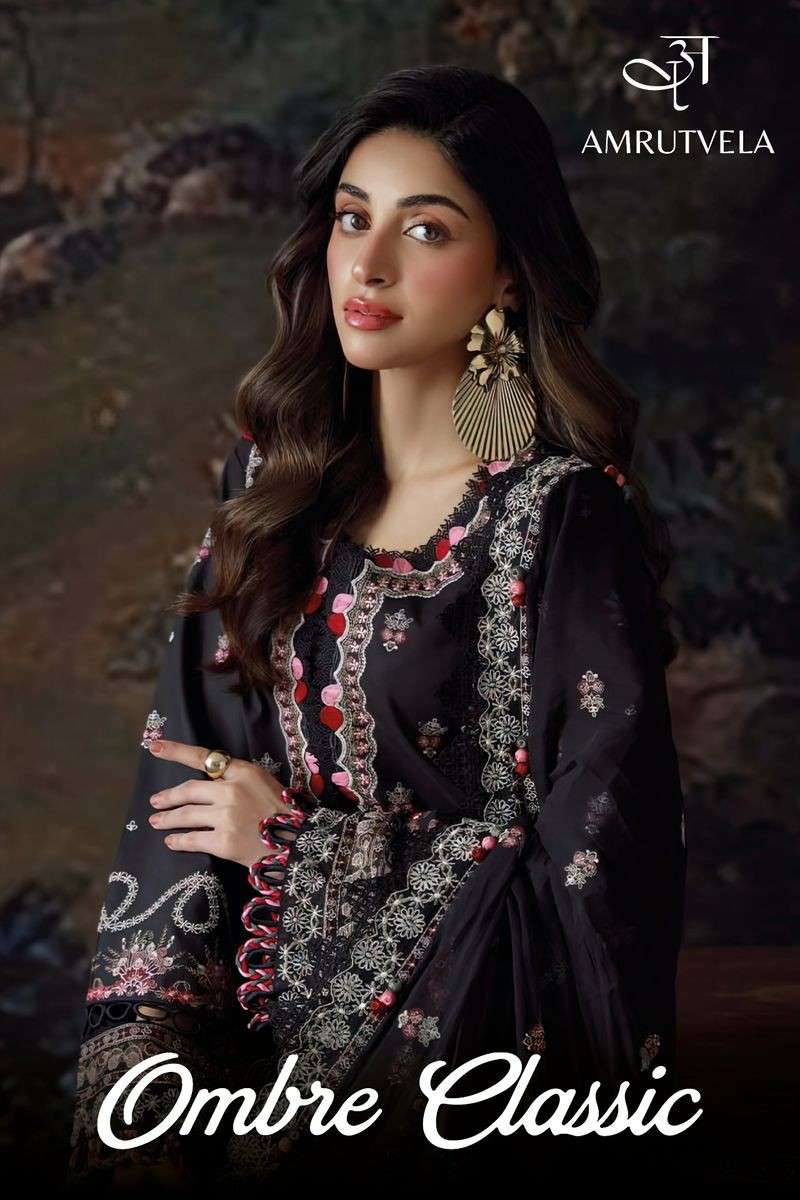 ombre classic amrutvela colors best designer embroidery work cotton suit wholesaler 