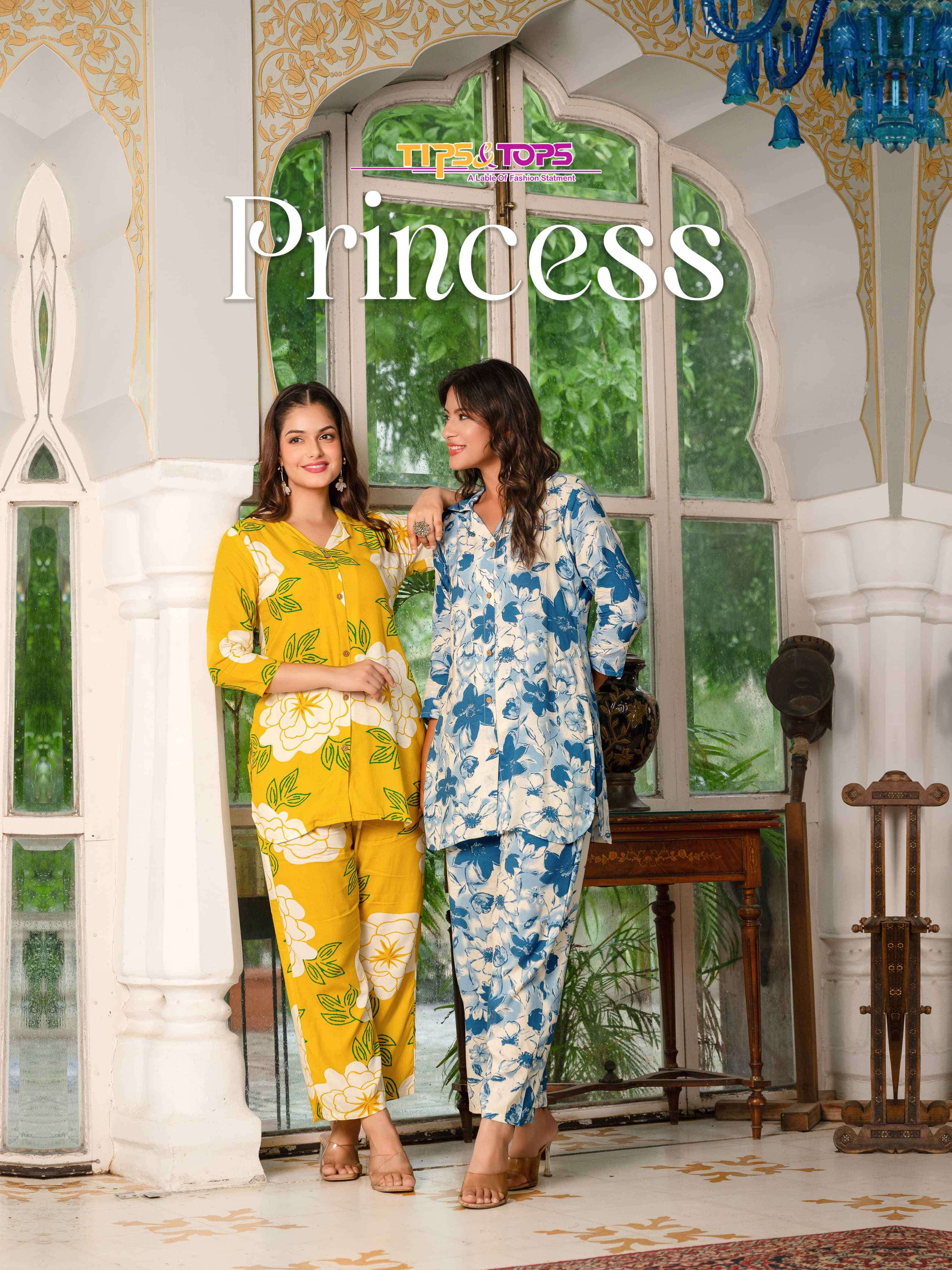 princess by tips&tops rayon with fancy printed cord set wholesale dealer surat