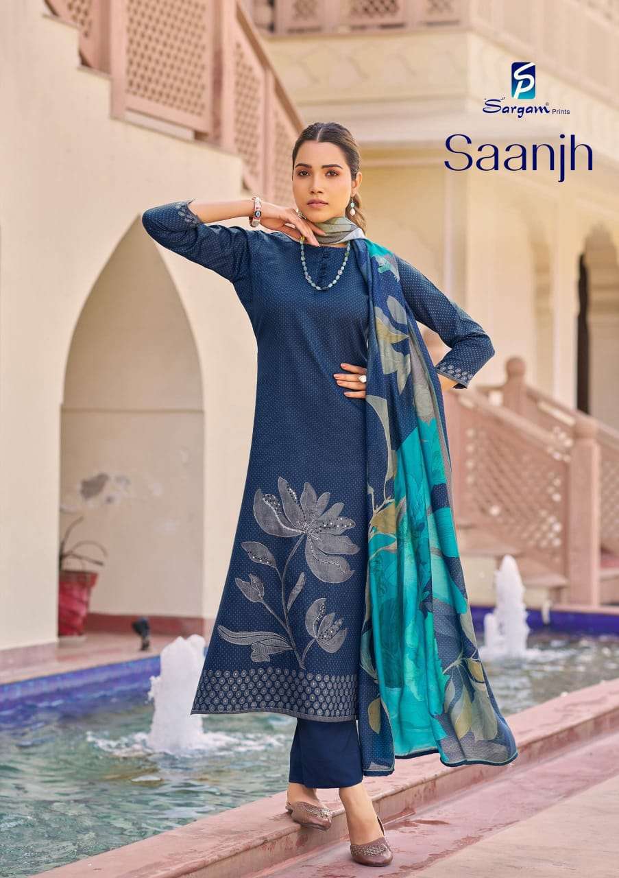 saanjh by sargam prints colors pure jam with digital foil printed salwar suit wholesaler 