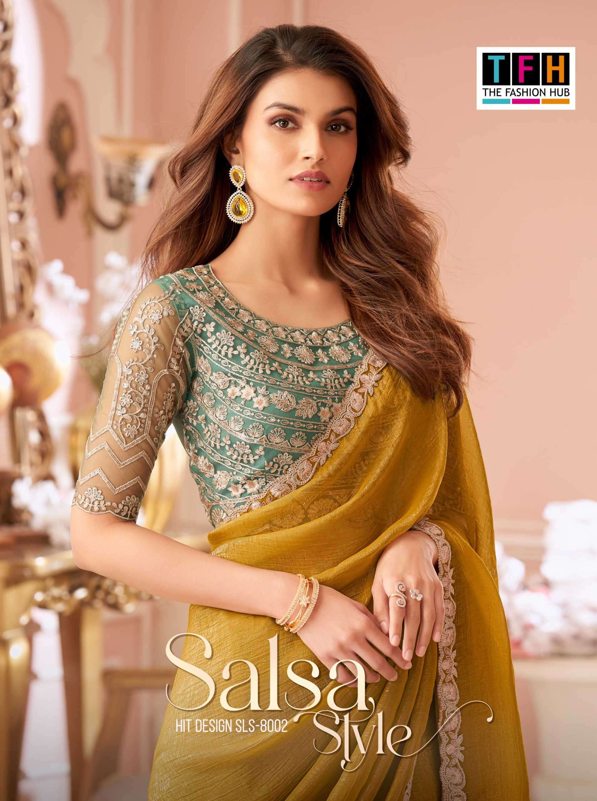 salsa style by tfh colors exclusive designer wedding wear georgette saree supplier 