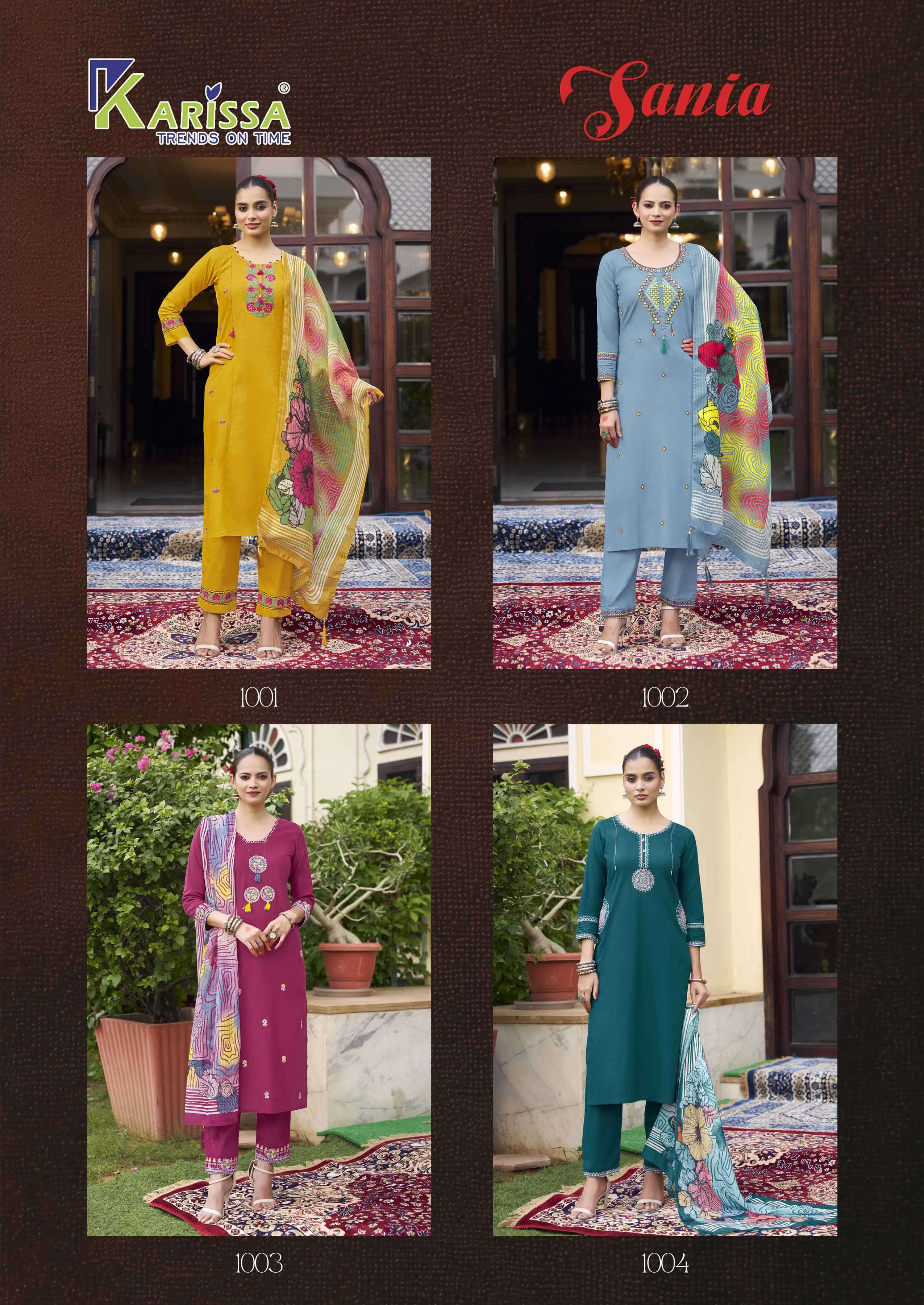 sania by karissa colors exclusive designer casual wear cotton salwar kameez wholesaler 