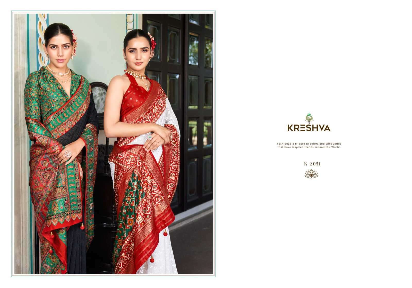 shanti by kreshva colors best designer pashmina peinted wedding wear saree supplier 