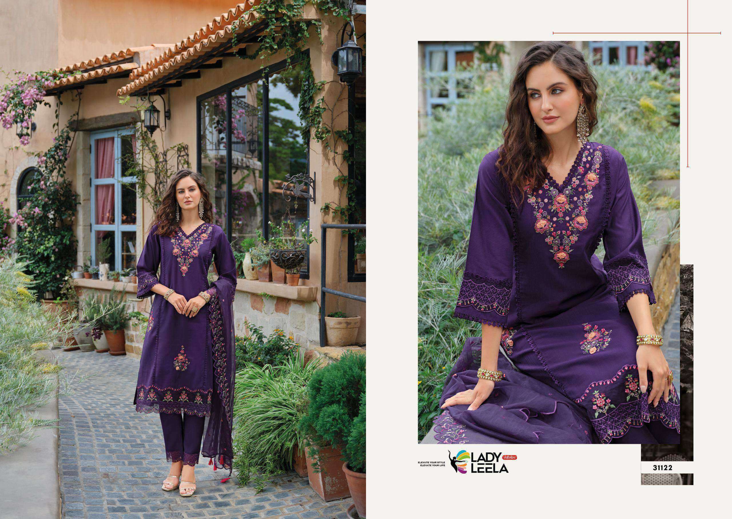 shiddat vol-5 by lady leela colors exclusive designer viscose with heavy embroidered readymade suit supplier 