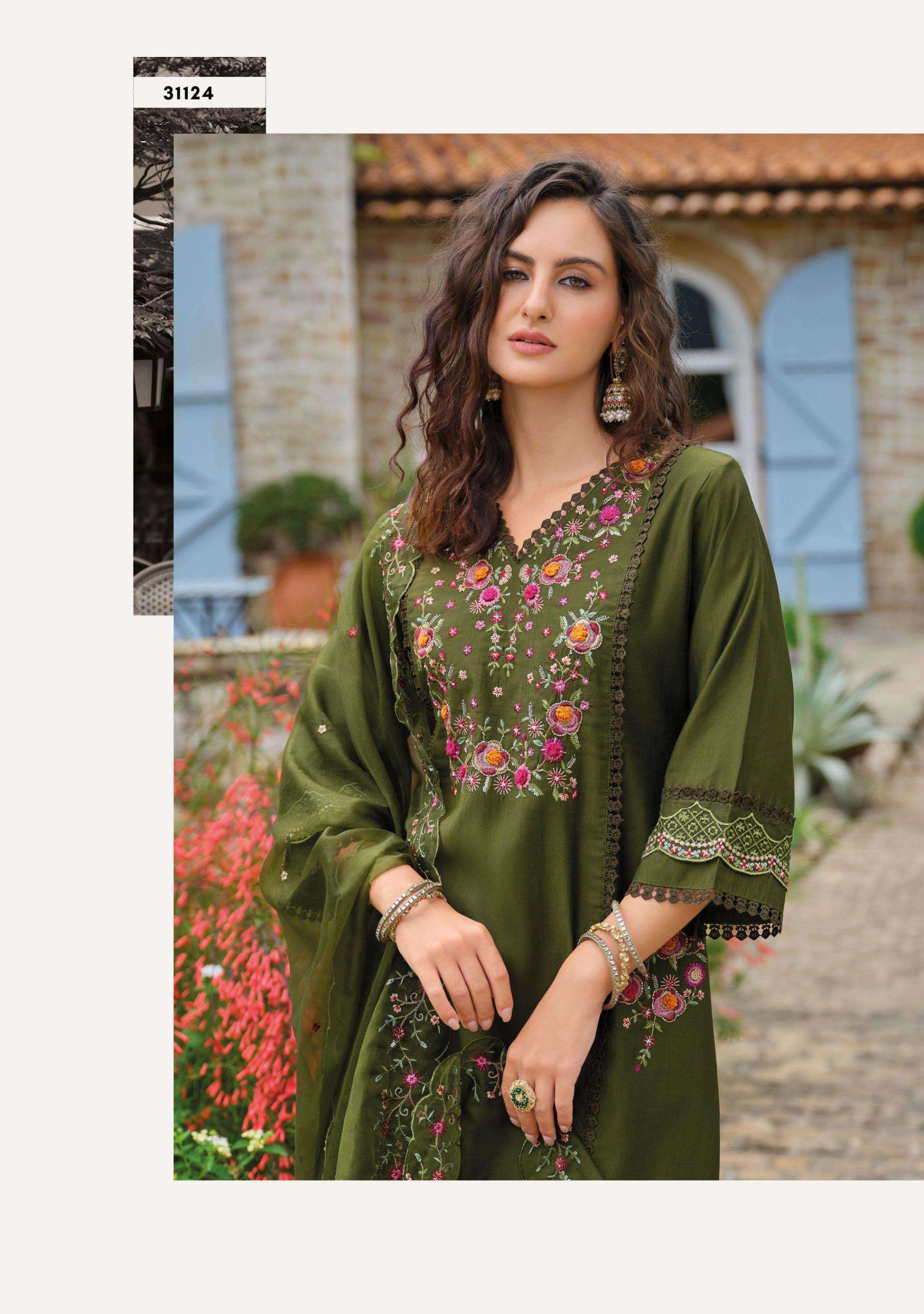 shiddat vol-5 by lady leela colors exclusive designer viscose with heavy embroidered readymade suit supplier 