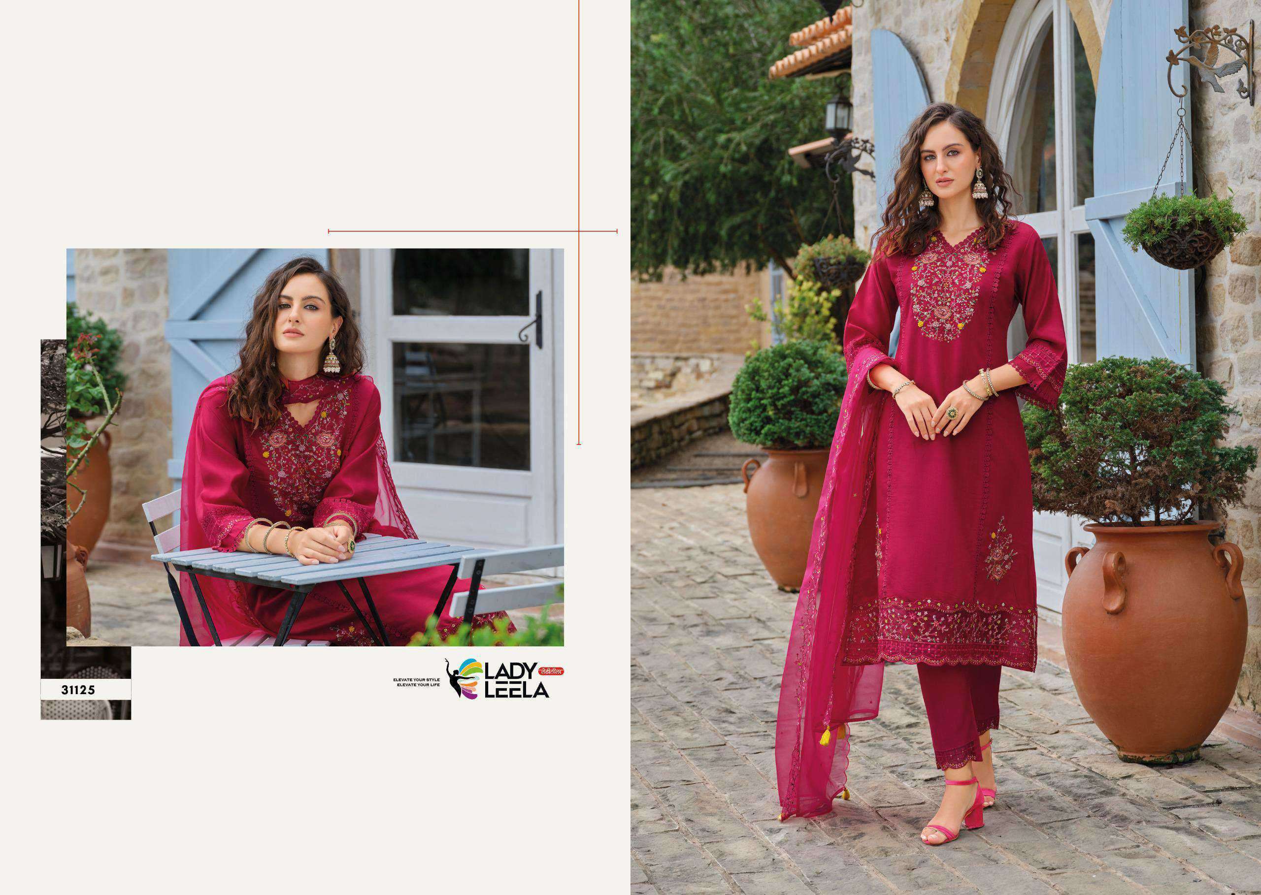 shiddat vol-5 by lady leela colors exclusive designer viscose with heavy embroidered readymade suit supplier 