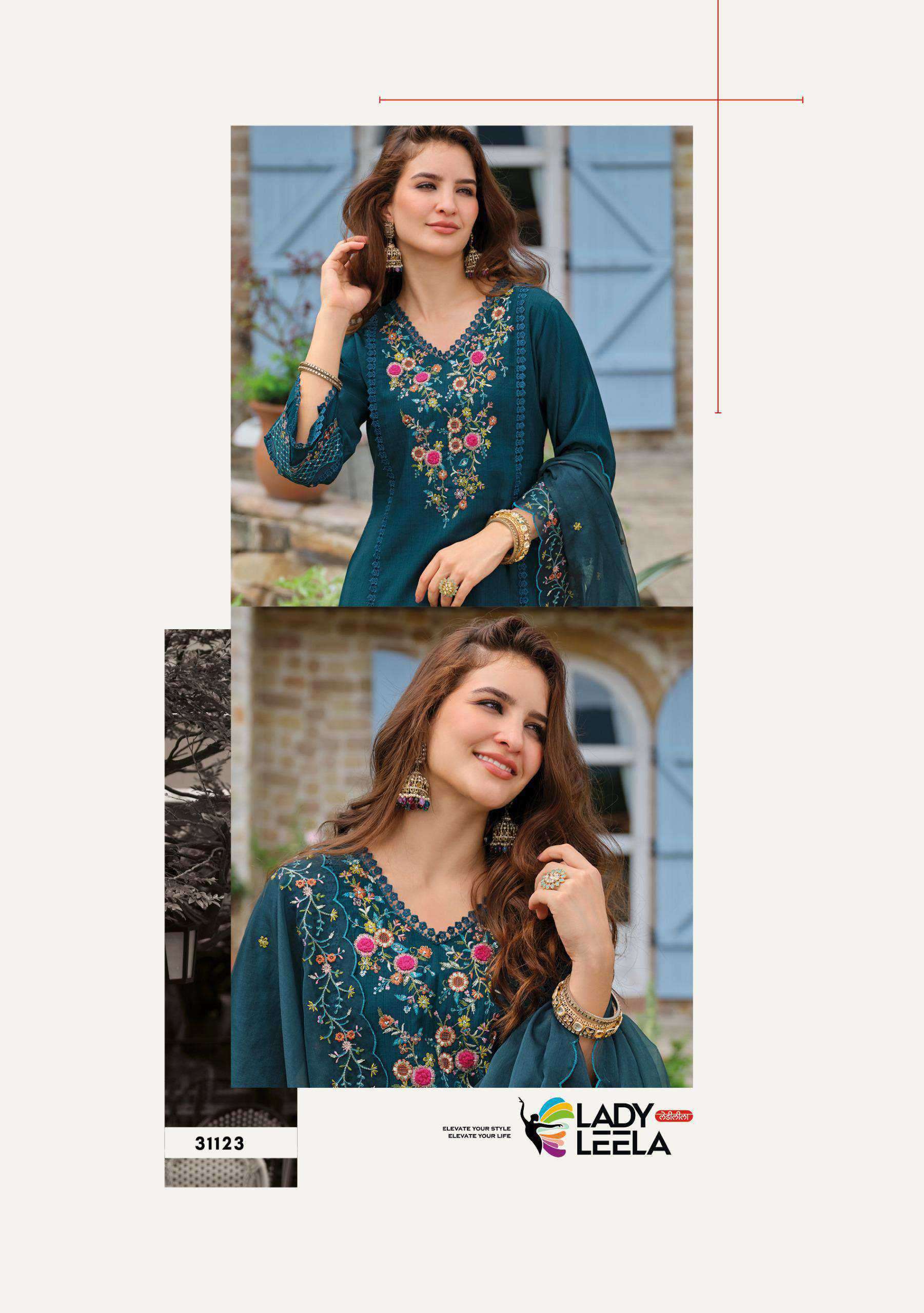 shiddat vol-5 by lady leela colors exclusive designer viscose with heavy embroidered readymade suit supplier 