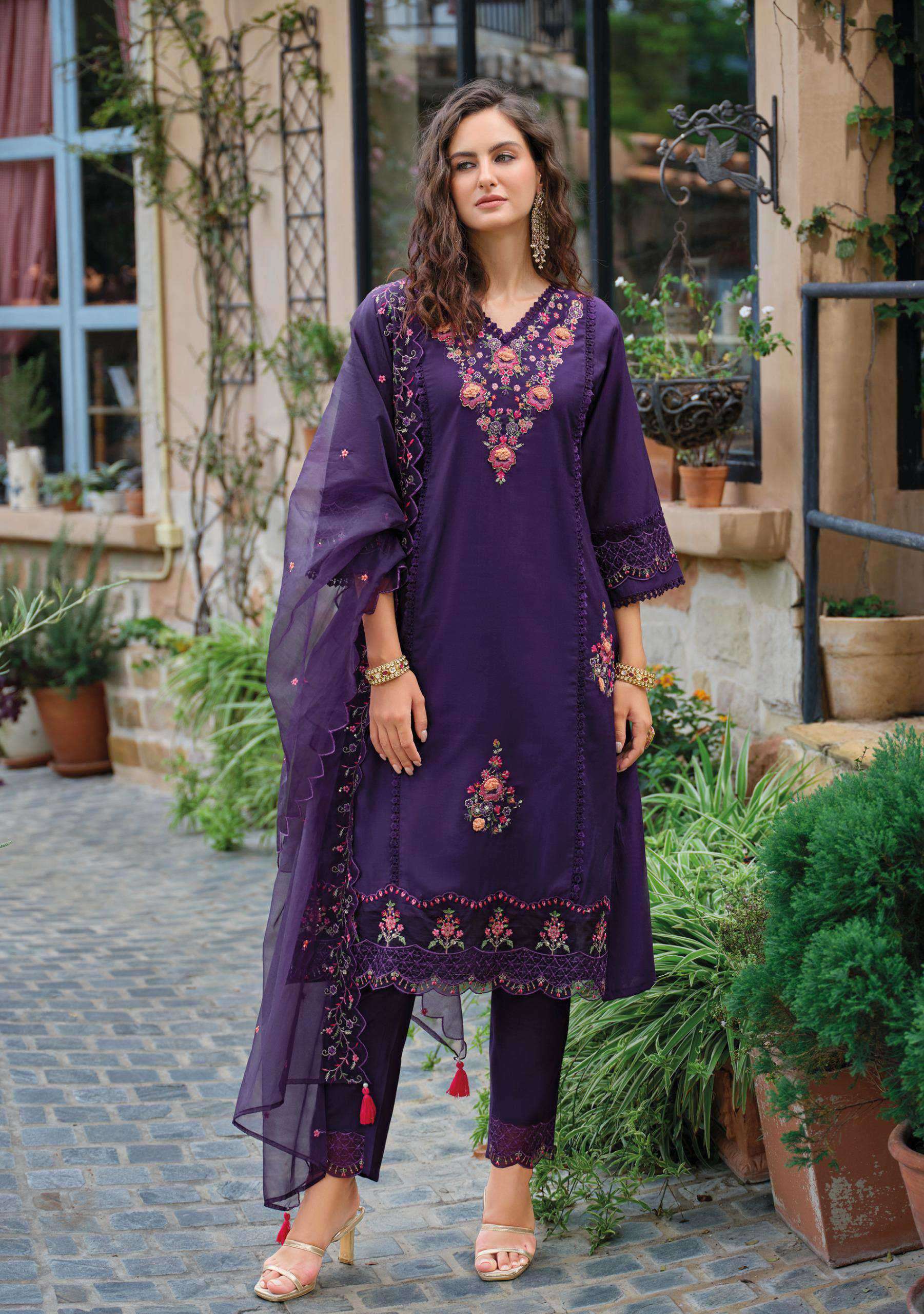 shiddat vol-5 by lady leela colors exclusive designer viscose with heavy embroidered readymade suit supplier 
