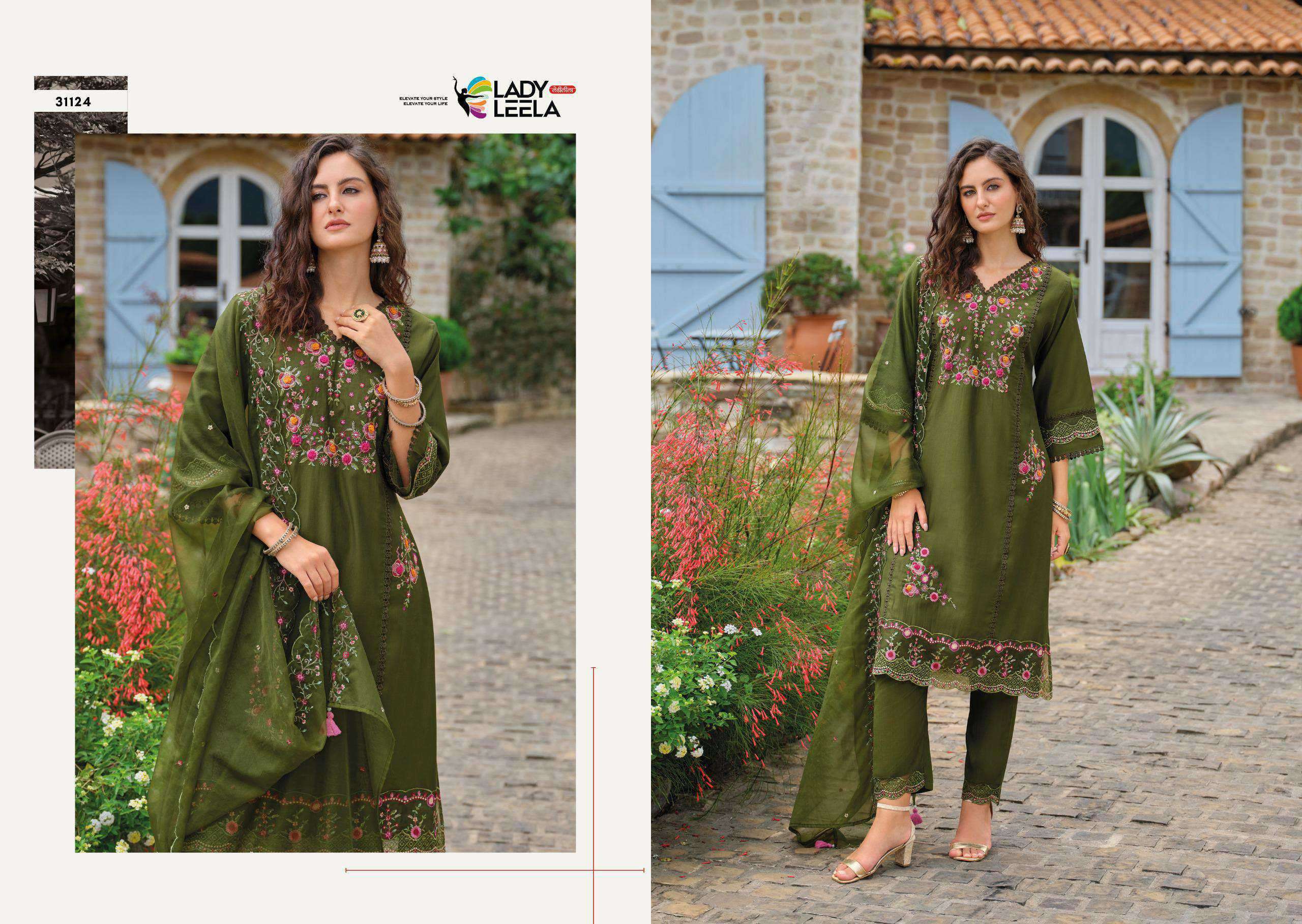 shiddat vol-5 by lady leela colors exclusive designer viscose with heavy embroidered readymade suit supplier 