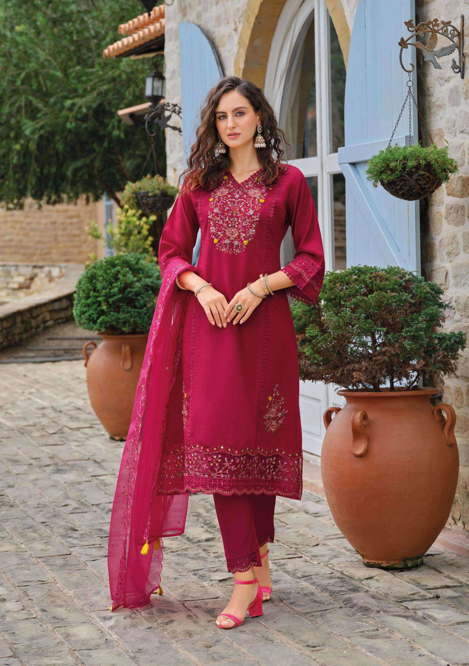 shiddat vol-5 by lady leela colors exclusive designer viscose with heavy embroidered readymade suit supplier 