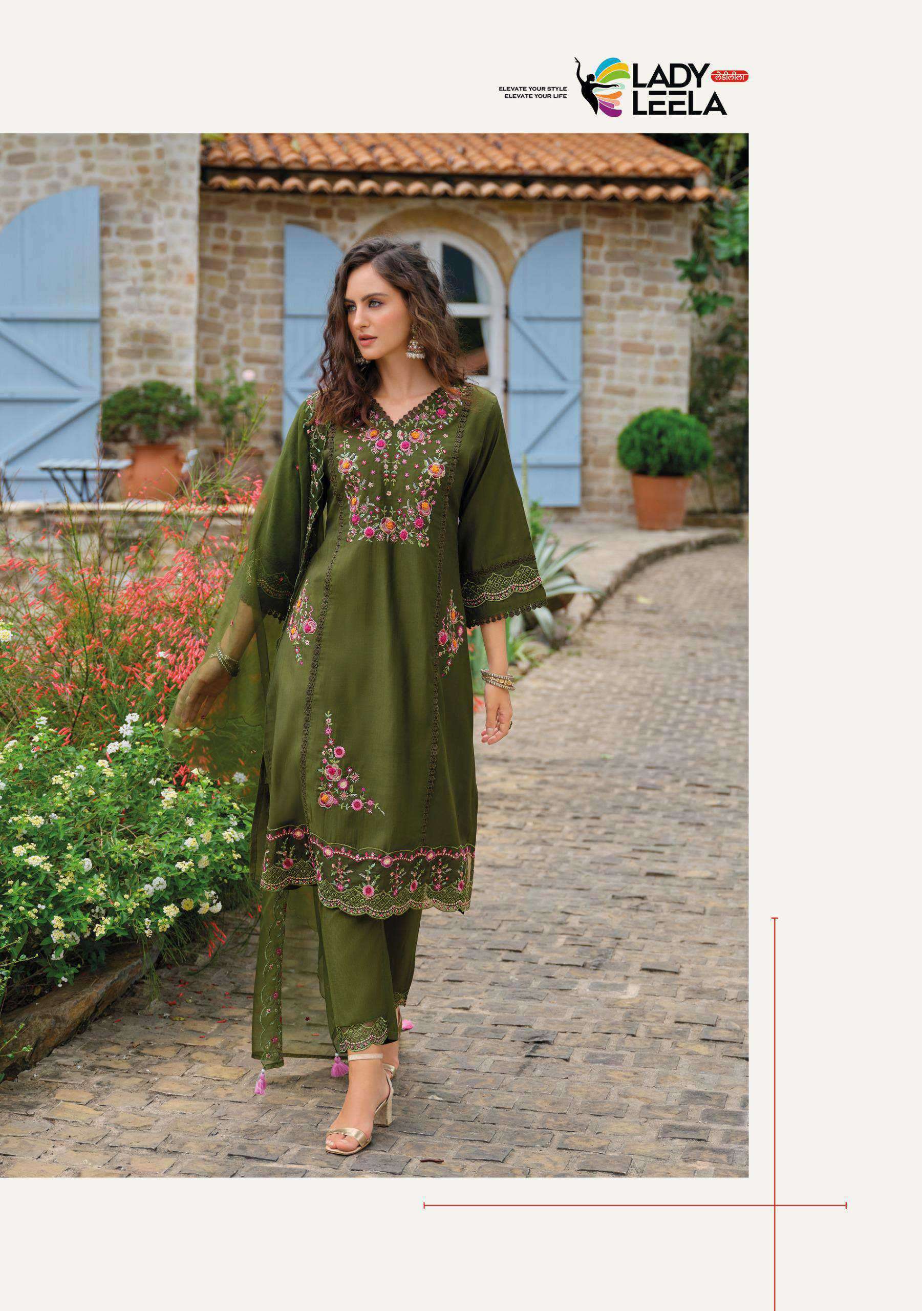 shiddat vol-5 by lady leela colors exclusive designer viscose with heavy embroidered readymade suit supplier 