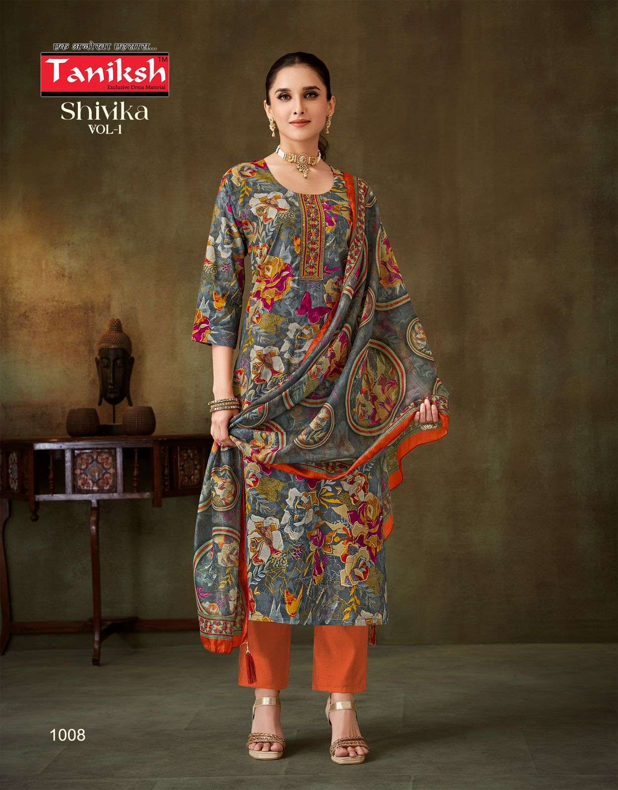 shivika vol-1 by taniksh colors latest designer casual wear muslin readymade collection surat