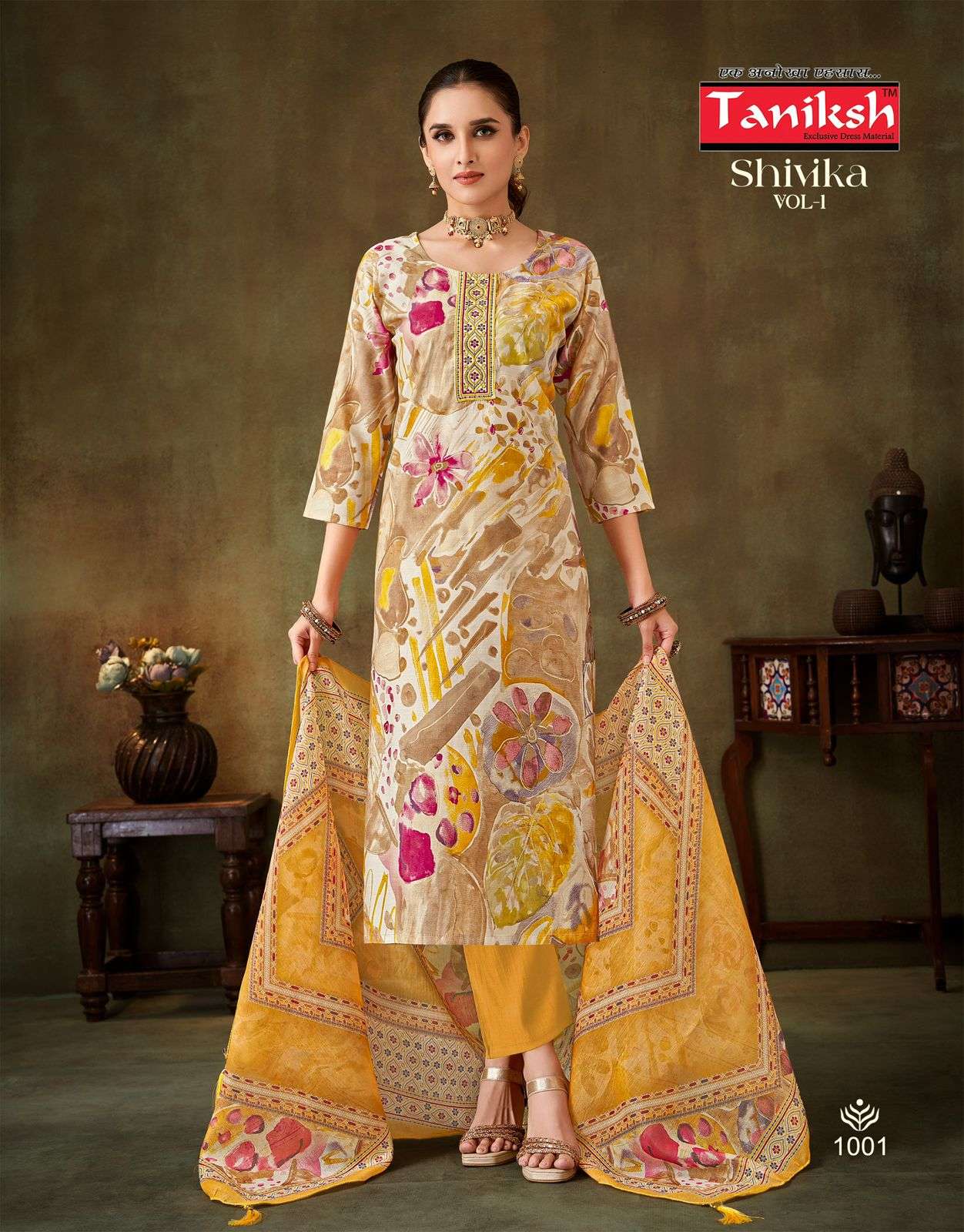 shivika vol-1 by taniksh colors latest designer casual wear muslin readymade collection surat