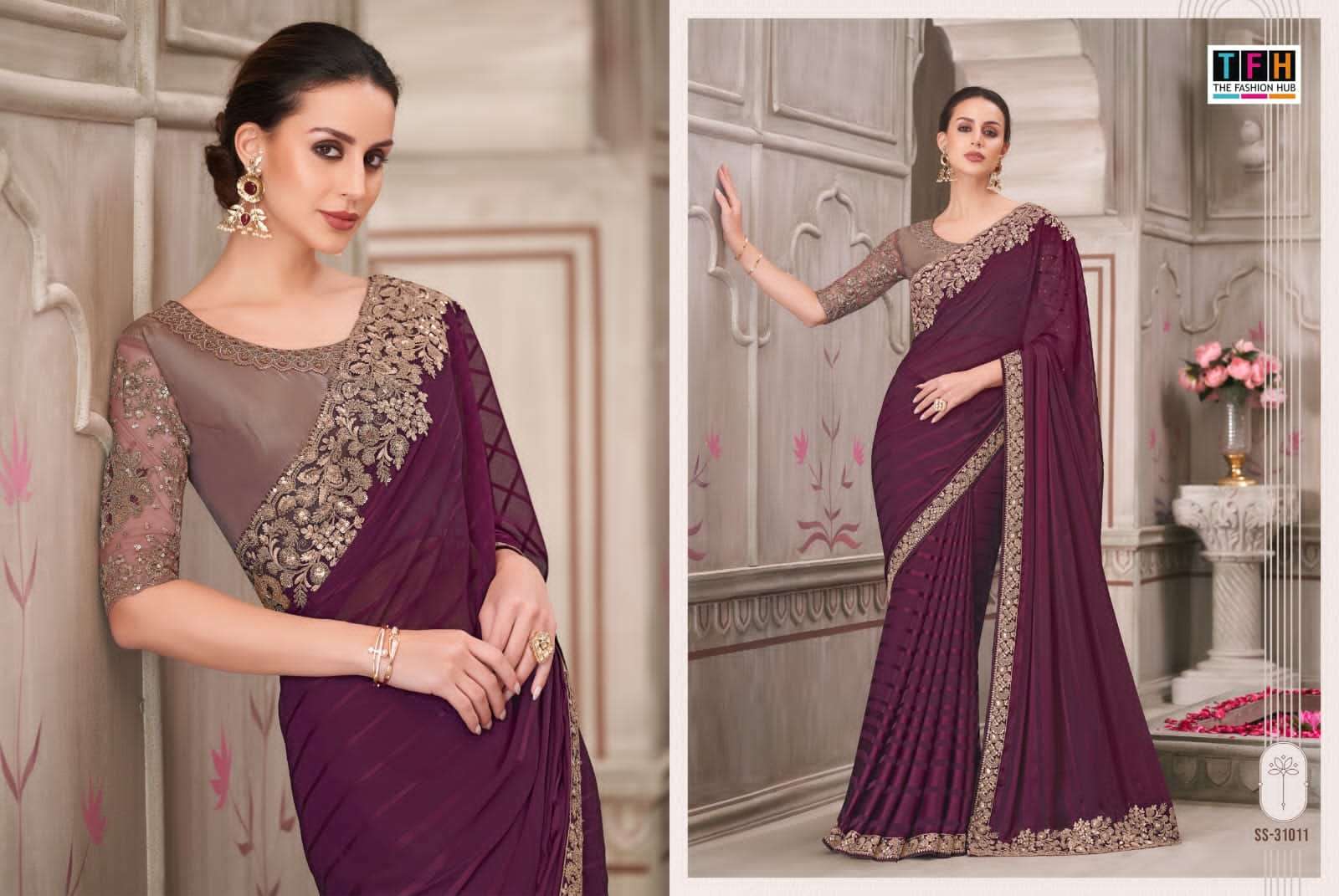 silver screen-21 by tfh colors latest designer wedding wear fancy saree supplier 