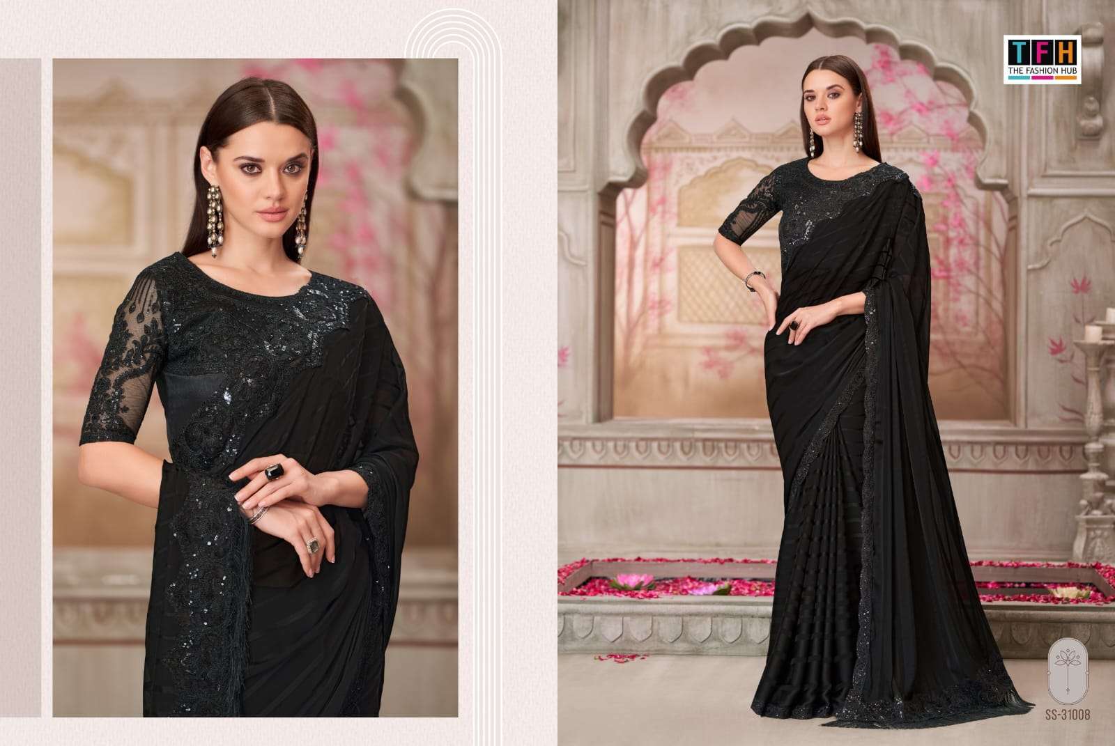 silver screen-21 by tfh colors latest designer wedding wear fancy saree supplier 