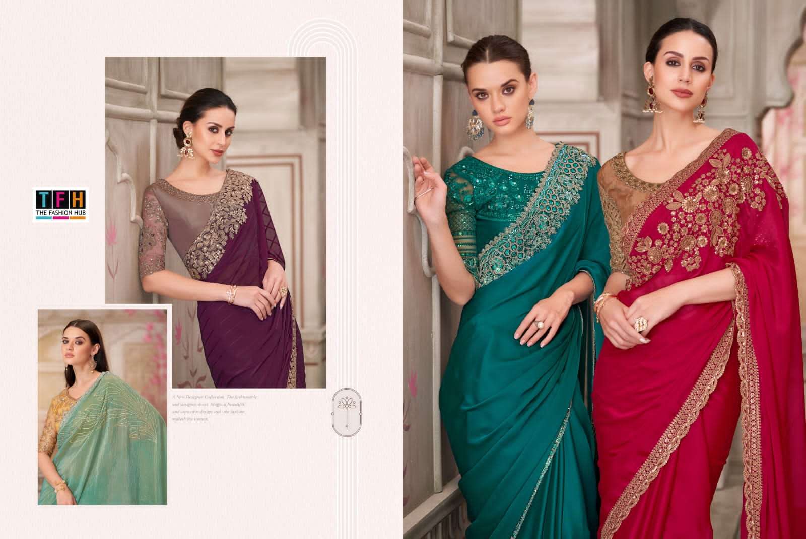 silver screen-21 by tfh colors latest designer wedding wear fancy saree supplier 
