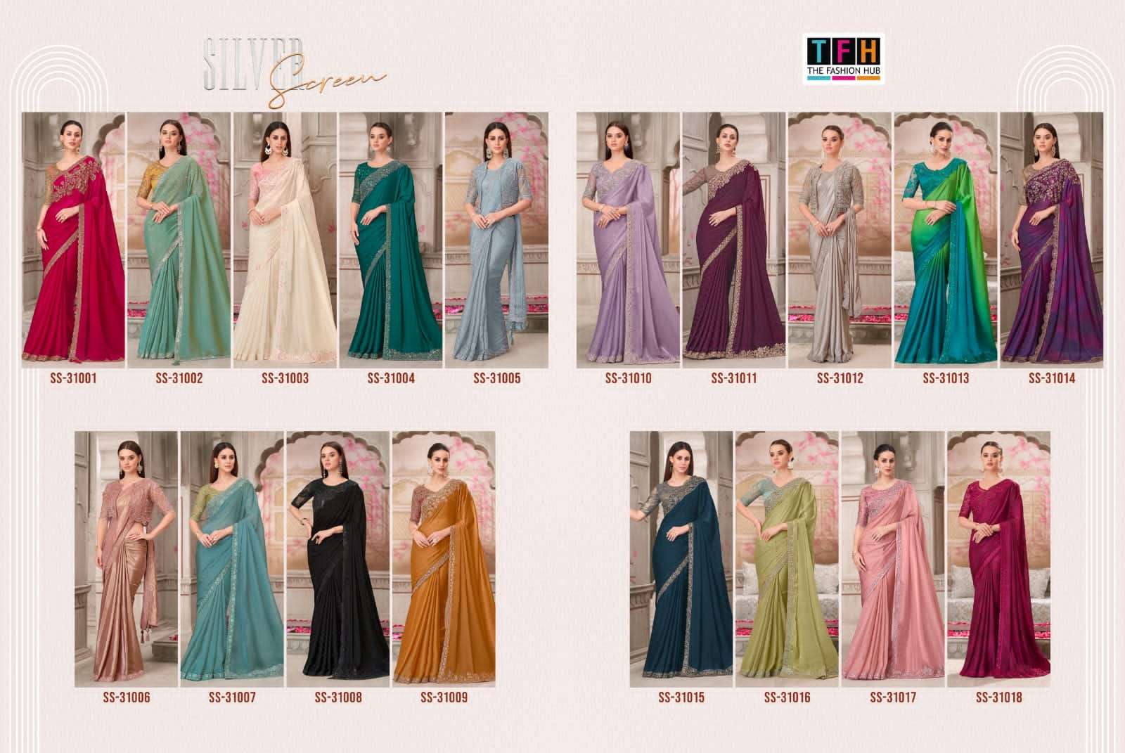 silver screen-21 by tfh colors latest designer wedding wear fancy saree supplier 