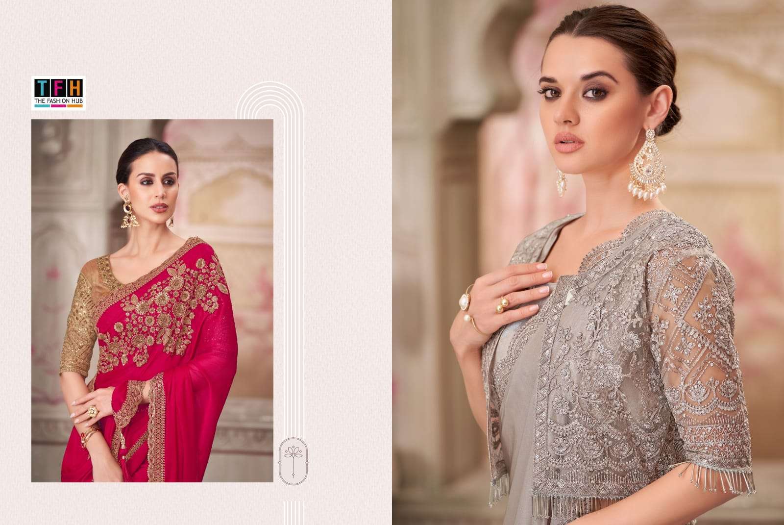 silver screen-21 by tfh colors latest designer wedding wear fancy saree supplier 
