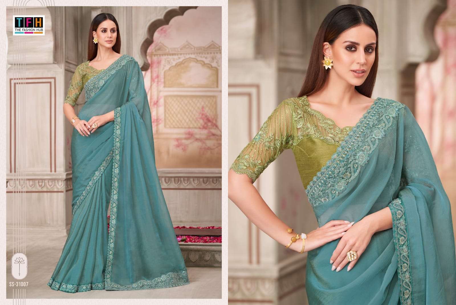 silver screen-21 by tfh colors latest designer wedding wear fancy saree supplier 