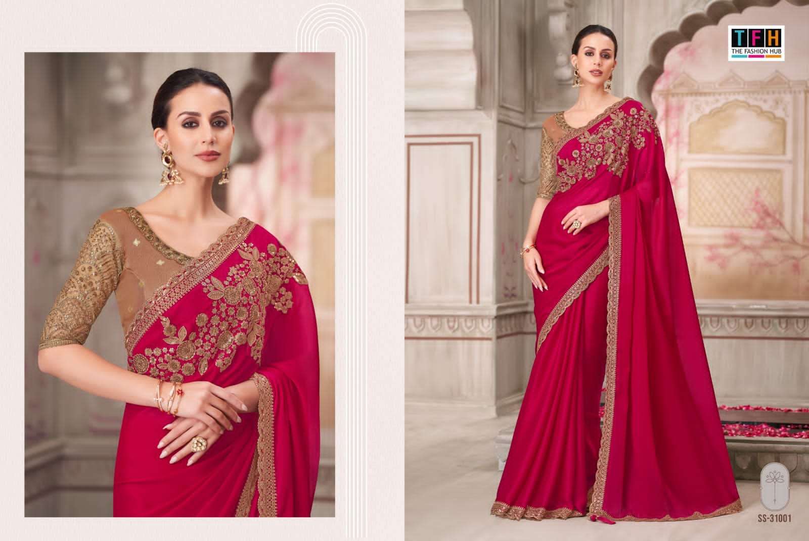 silver screen-21 by tfh colors latest designer wedding wear fancy saree supplier 