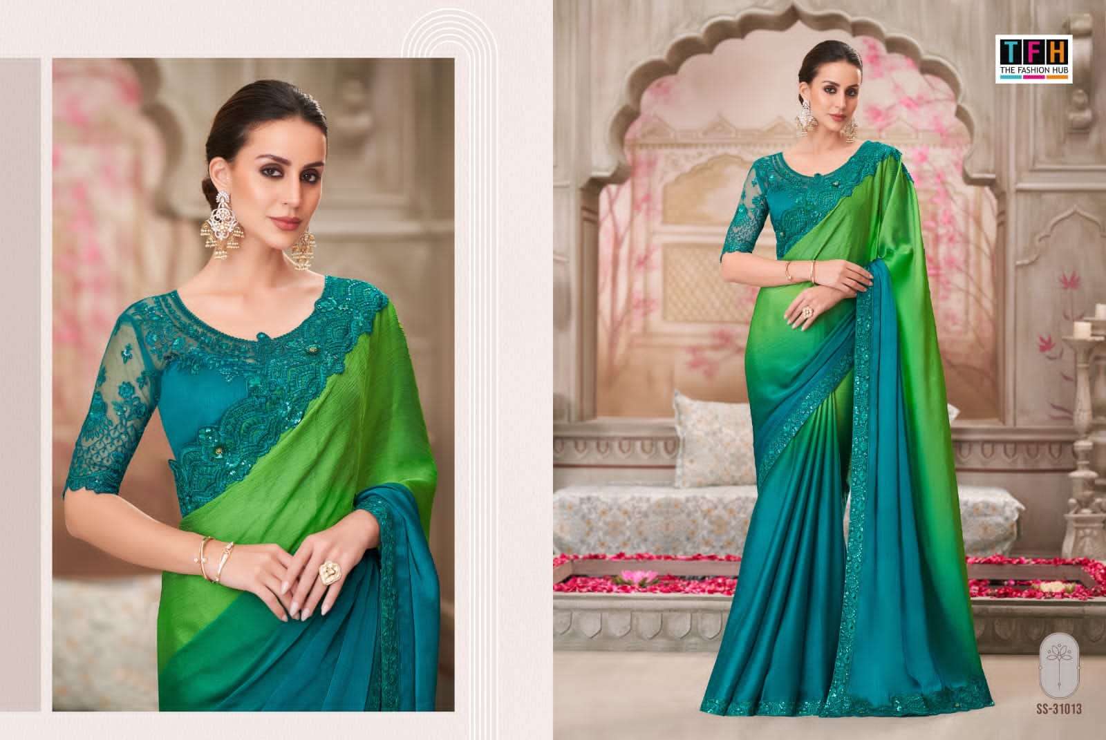 silver screen-21 by tfh colors latest designer wedding wear fancy saree supplier 