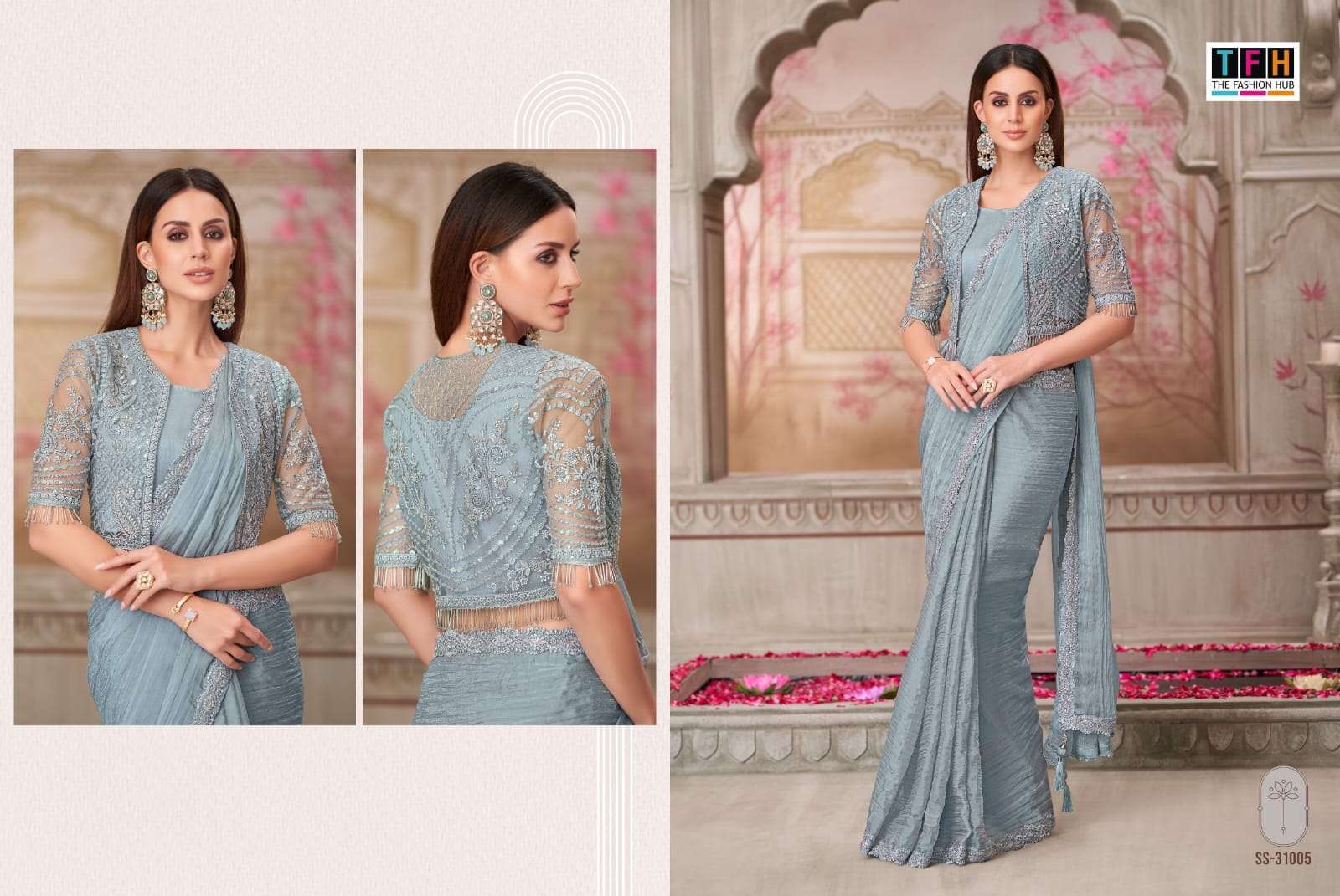 silver screen-21 by tfh colors latest designer wedding wear fancy saree supplier 