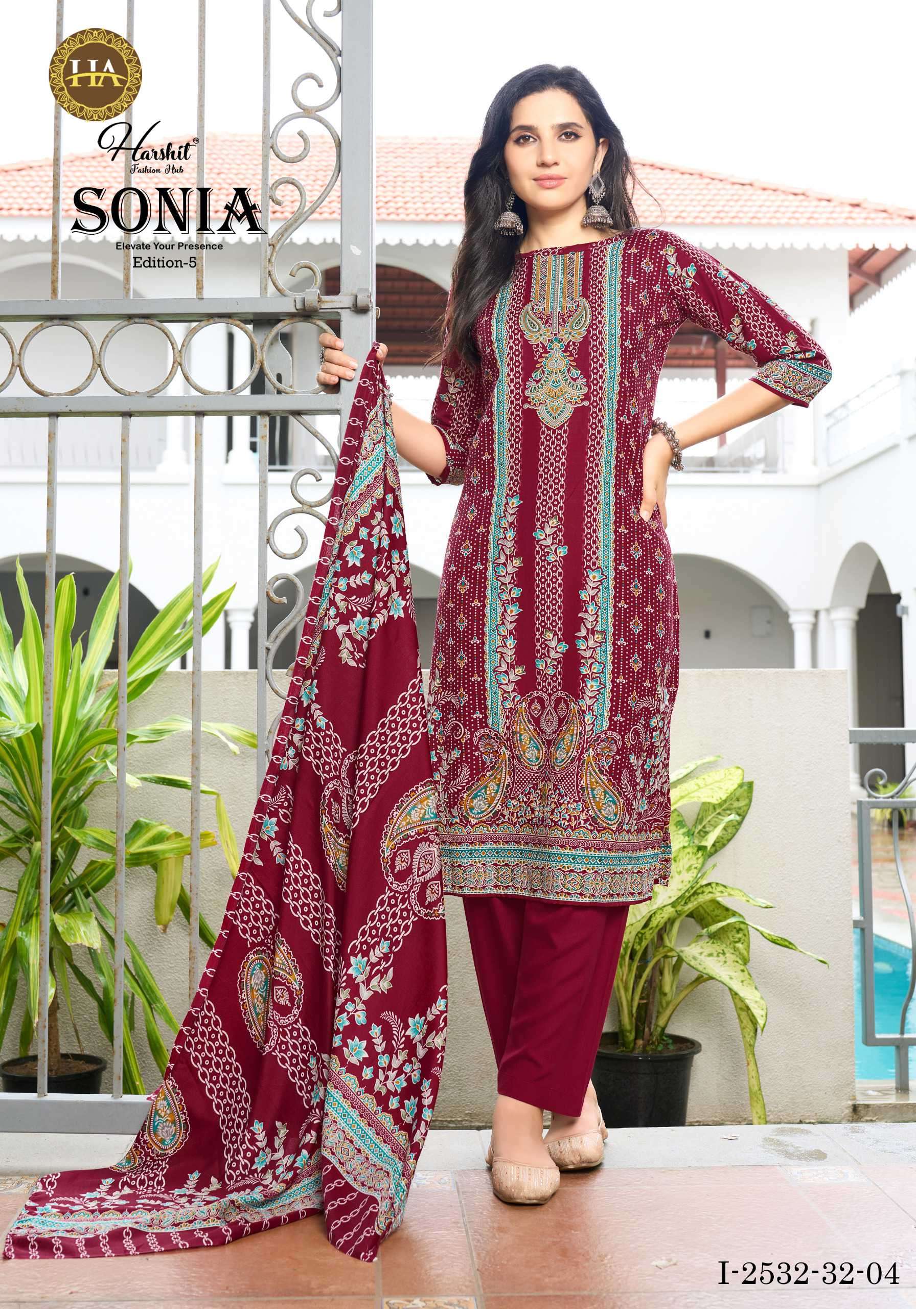 sonia vol-5 by harshit colors fancy print with diamond work salwar suit exporter surat