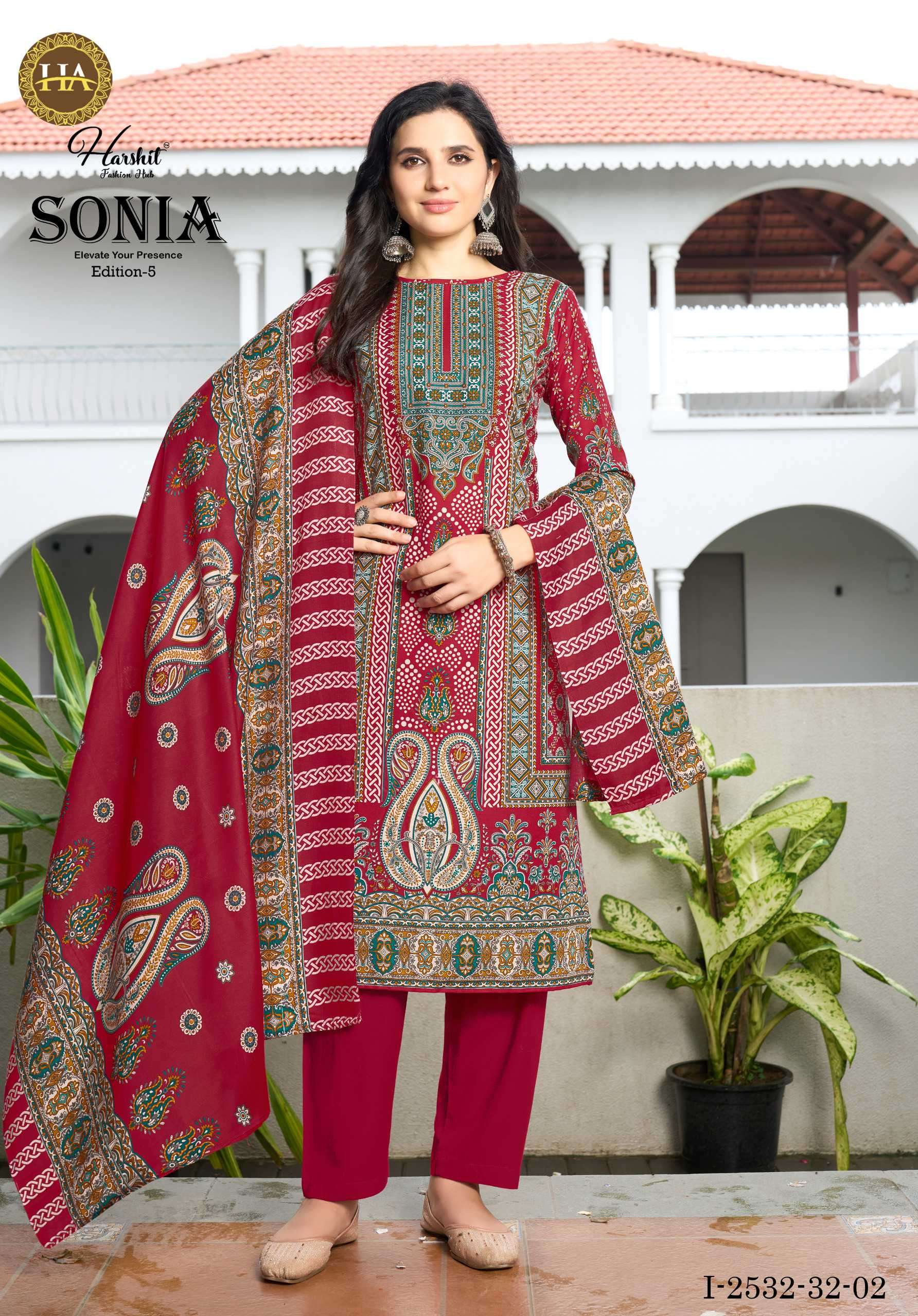 sonia vol-5 by harshit colors fancy print with diamond work salwar suit exporter surat