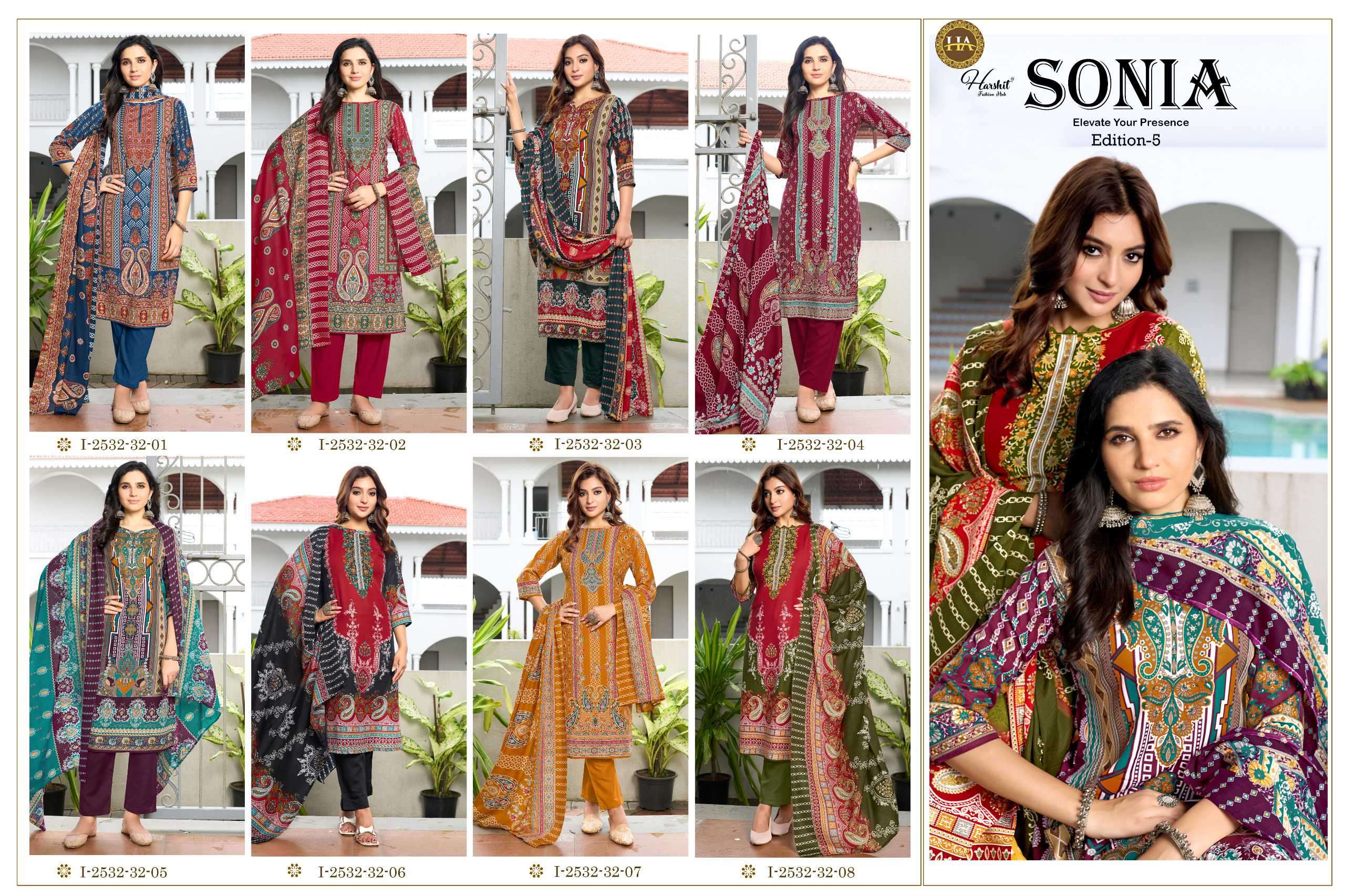 sonia vol-5 by harshit colors fancy print with diamond work salwar suit exporter surat