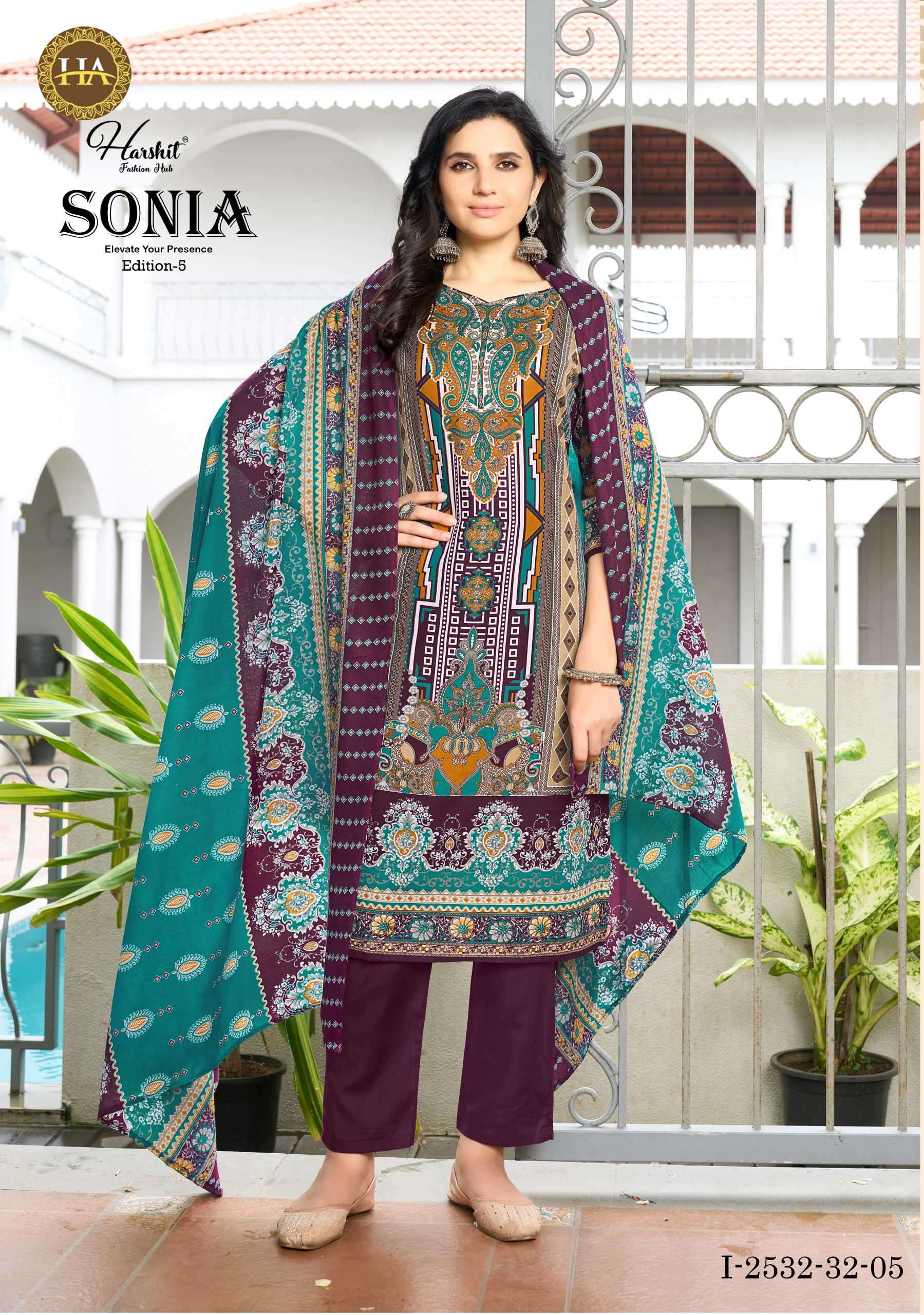 sonia vol-5 by harshit colors fancy print with diamond work salwar suit exporter surat