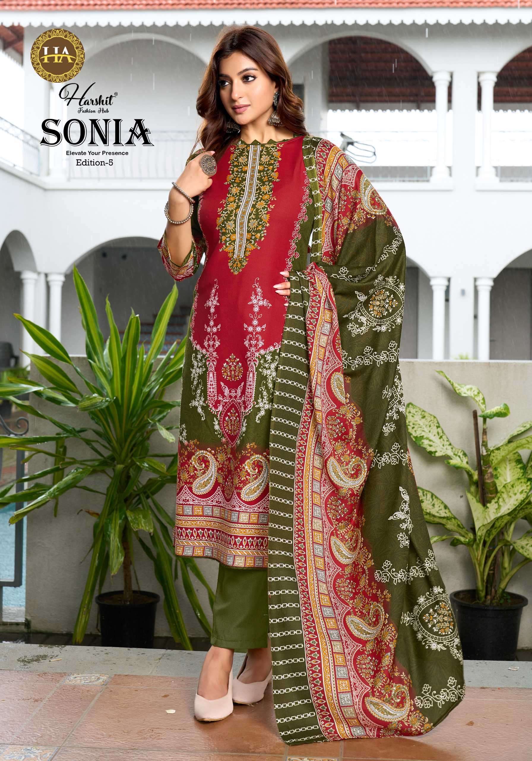 sonia vol-5 by harshit colors fancy print with diamond work salwar suit exporter surat
