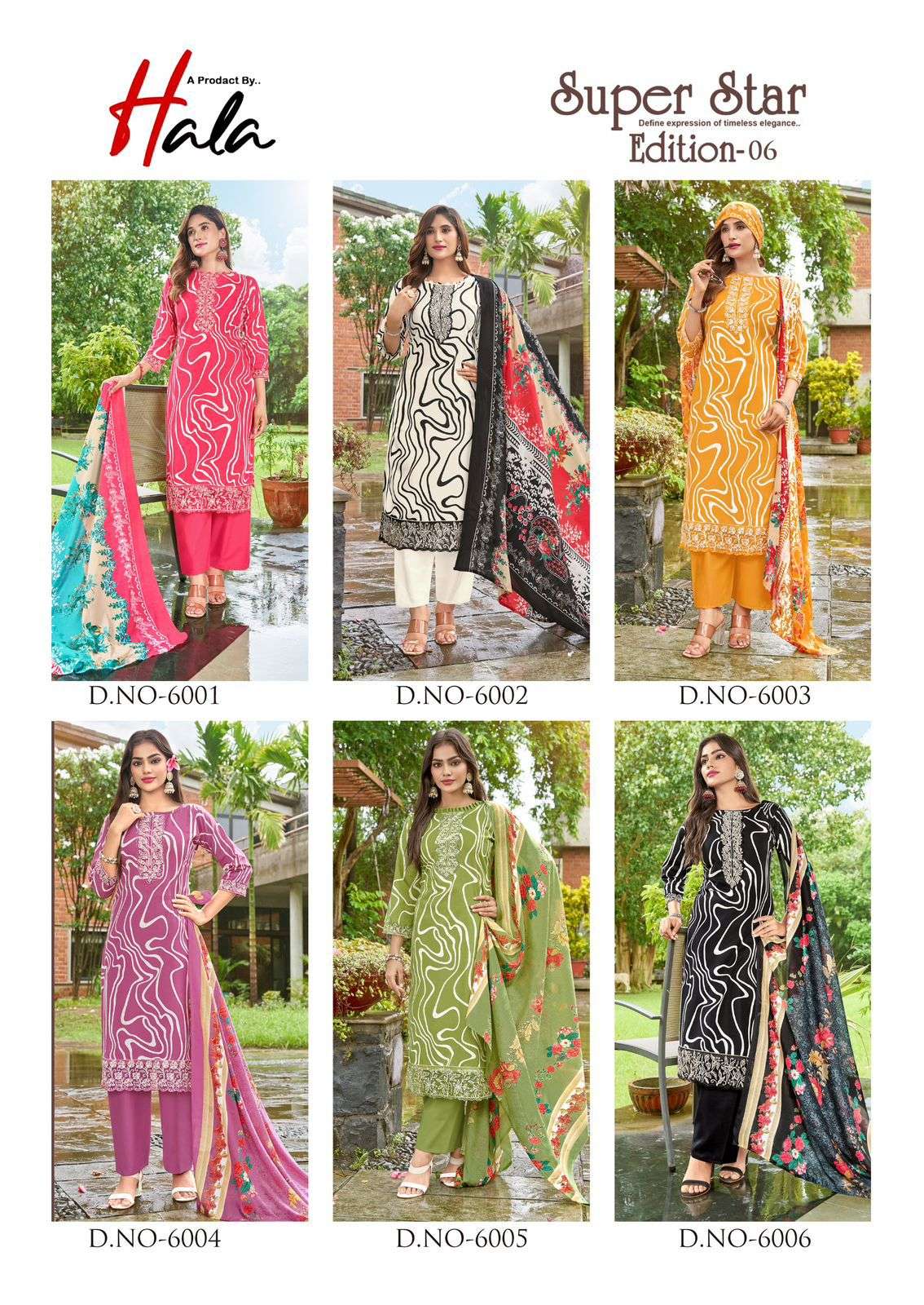 super star vol-6 by fancy heavy embroidery with digital printed corron suit supplier 