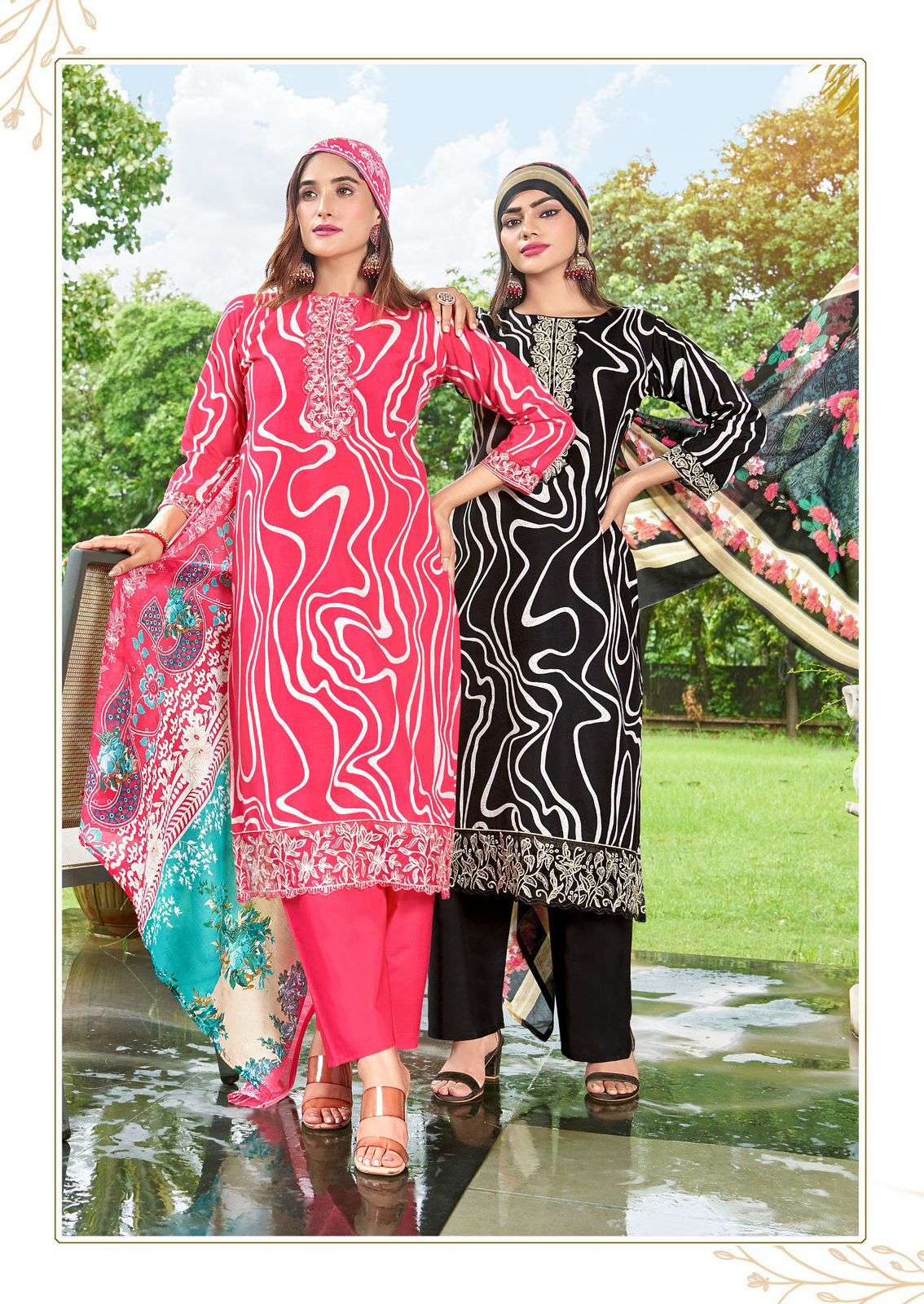 super star vol-6 by fancy heavy embroidery with digital printed corron suit supplier 