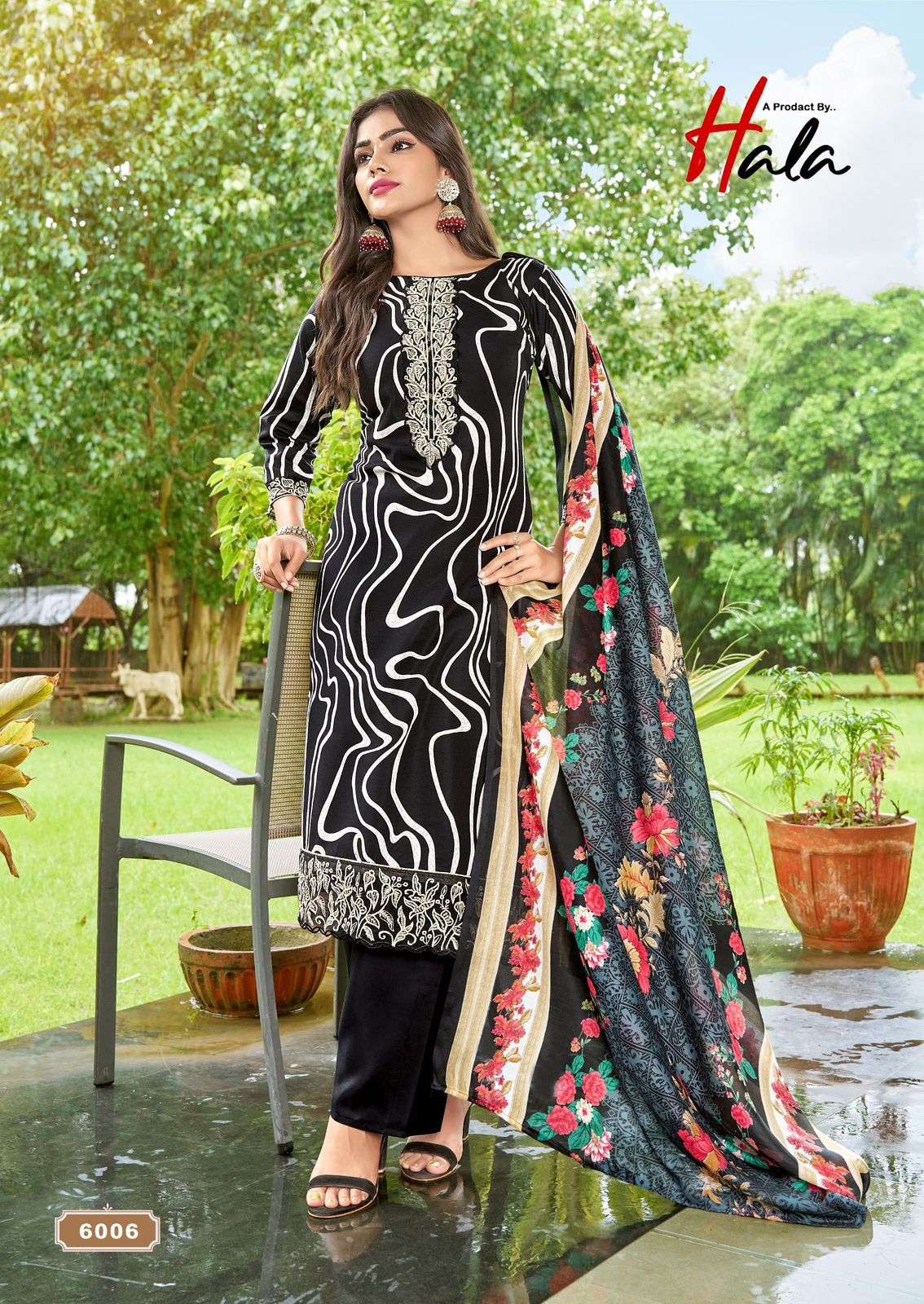 super star vol-6 by fancy heavy embroidery with digital printed corron suit supplier 