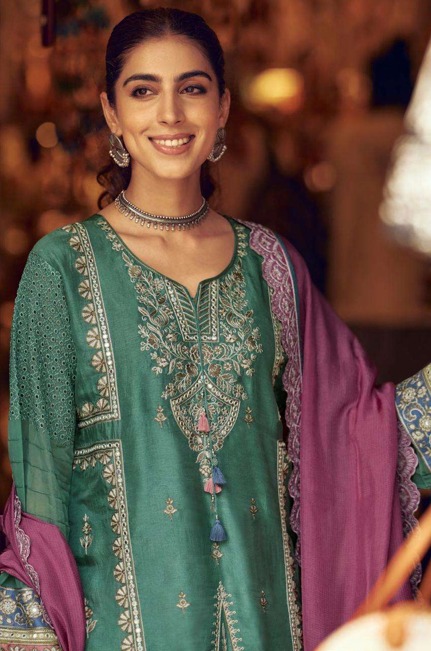 take by aiqa colors exclusive designer party wear russian silk salwar suit exporter surat