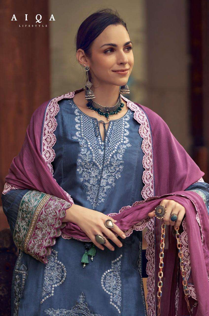 take by aiqa colors exclusive designer party wear russian silk salwar suit exporter surat