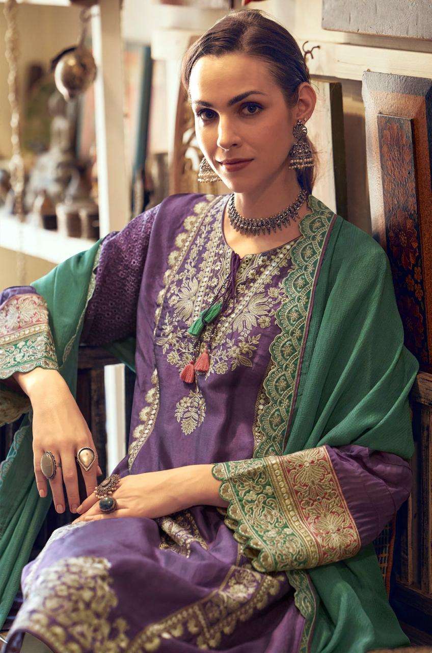 take by aiqa colors exclusive designer party wear russian silk salwar suit exporter surat