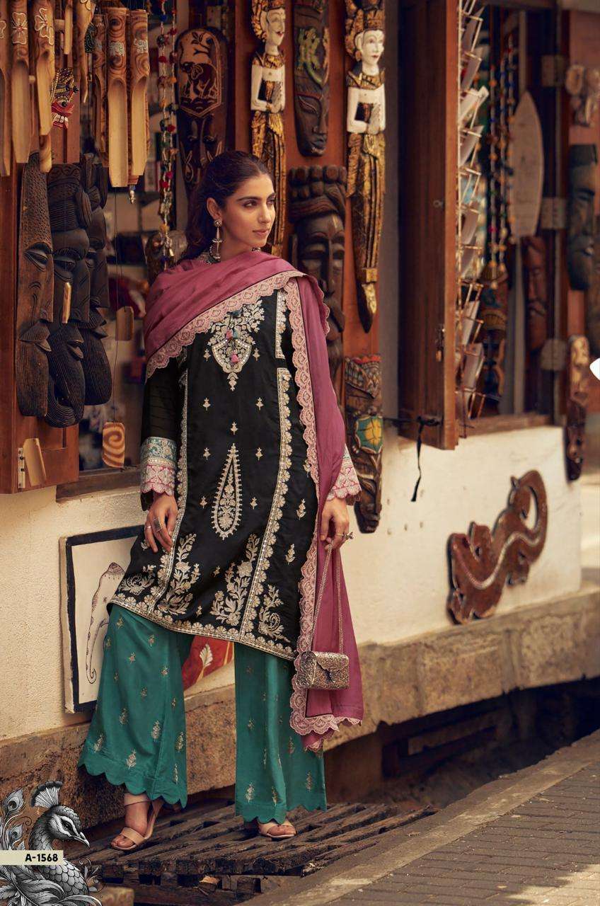 take by aiqa colors exclusive designer party wear russian silk salwar suit exporter surat