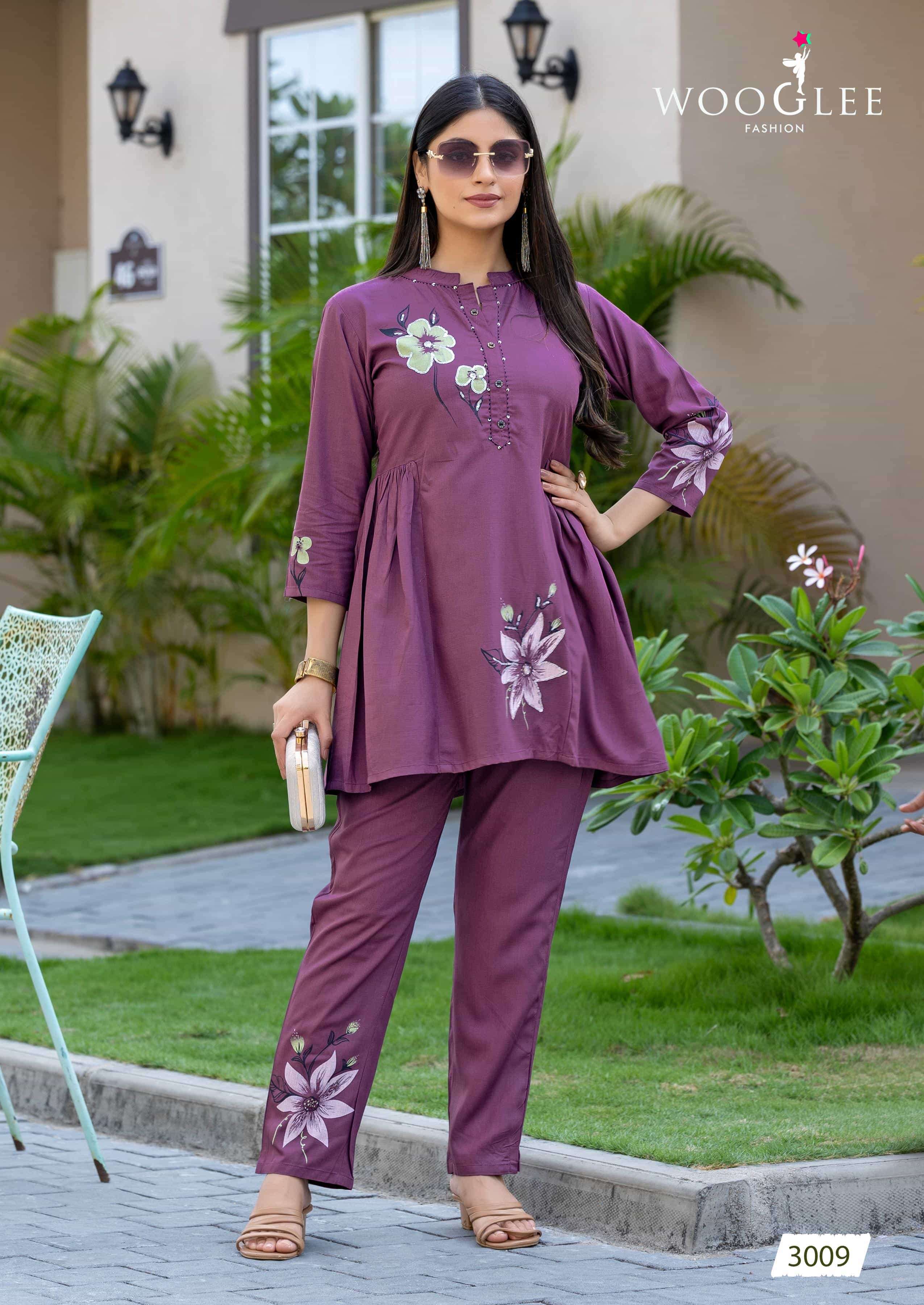 tulip vol-2 by wooglee 3005-3009 series exclusive designer casual wear readymade cord set supplier 