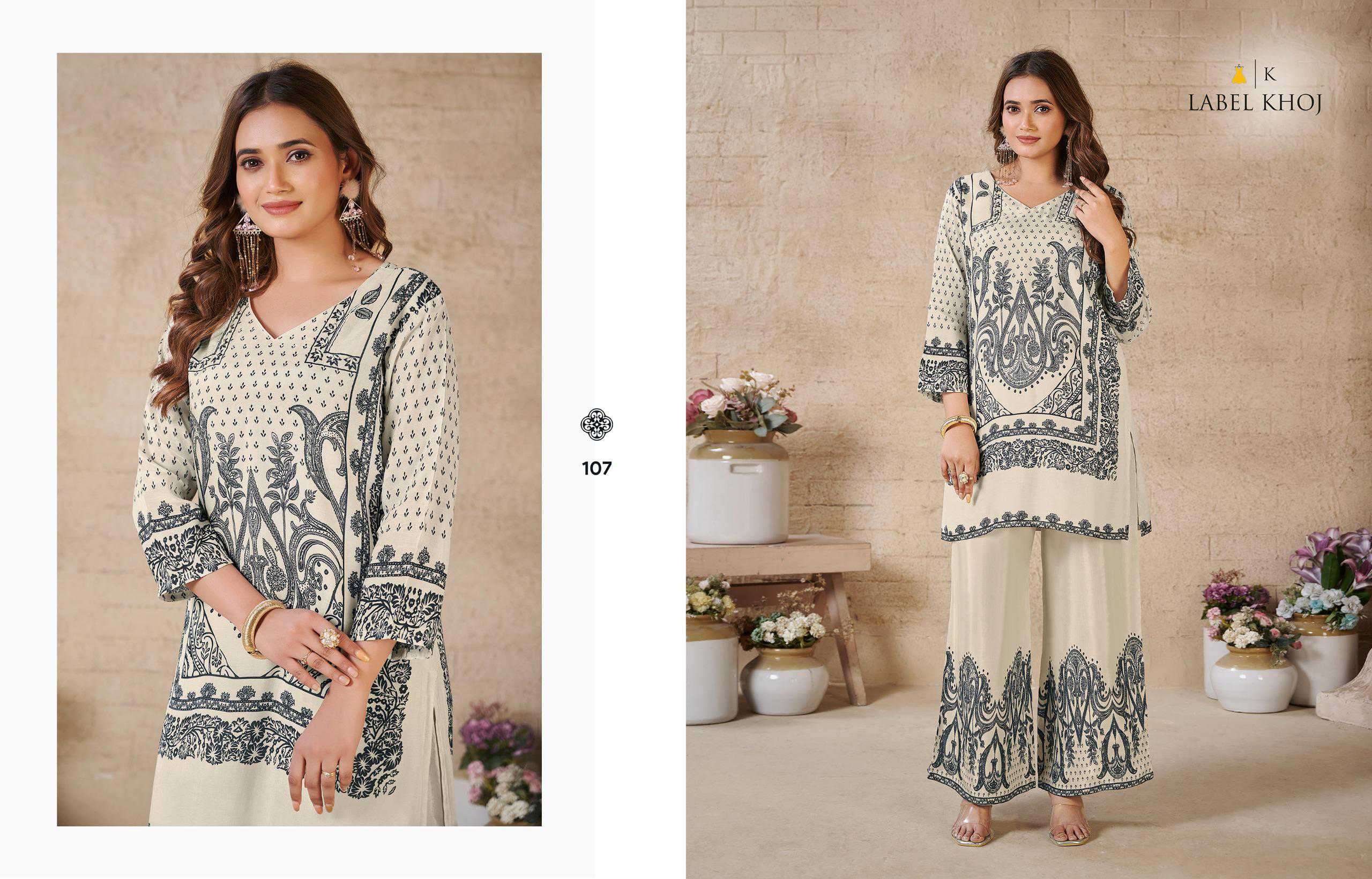 vacay mode by label khoj colors latest designer casual wear viscose muslin printed readymade cord set supplier 