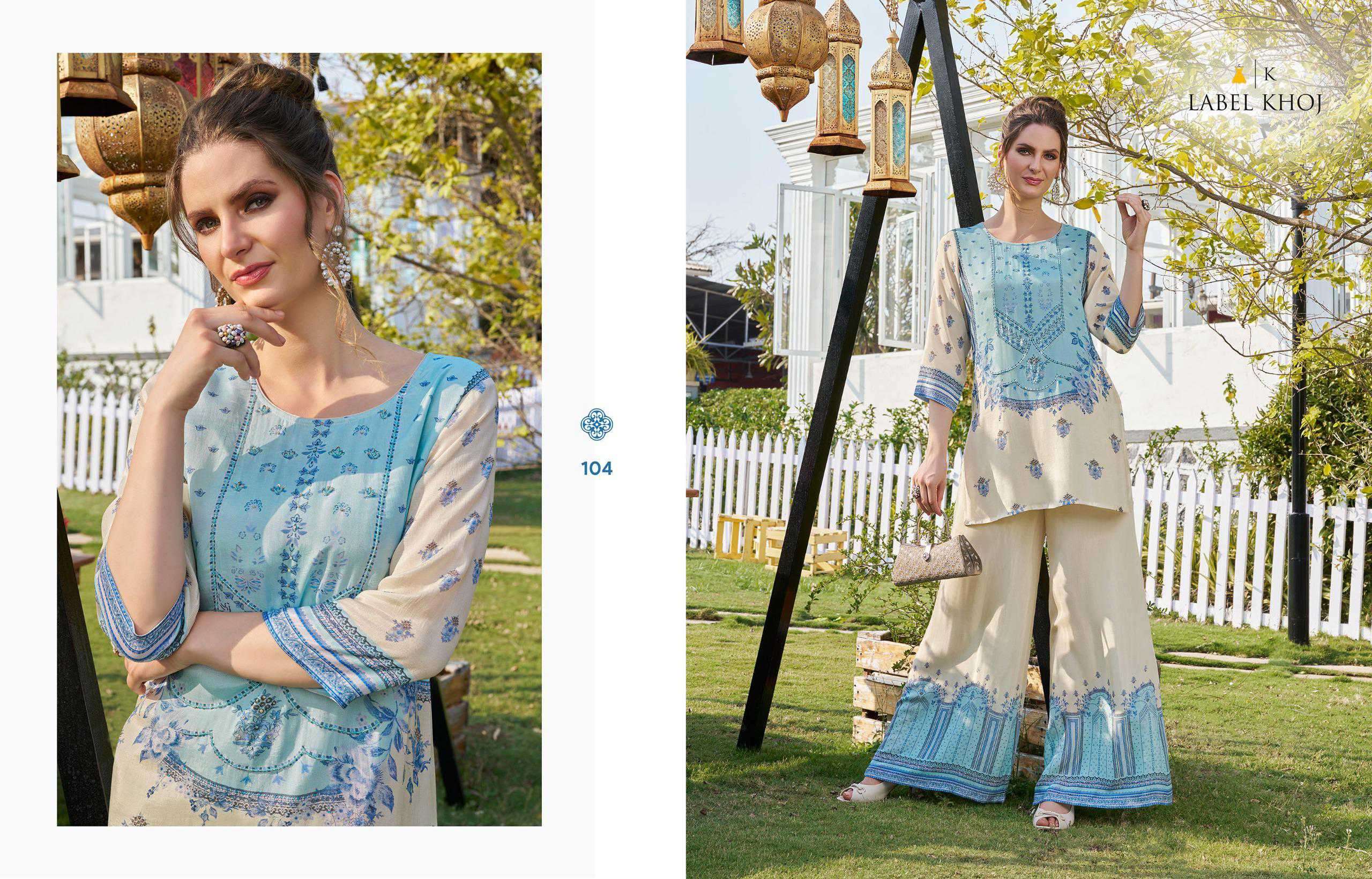 vacay mode by label khoj colors latest designer casual wear viscose muslin printed readymade cord set supplier 