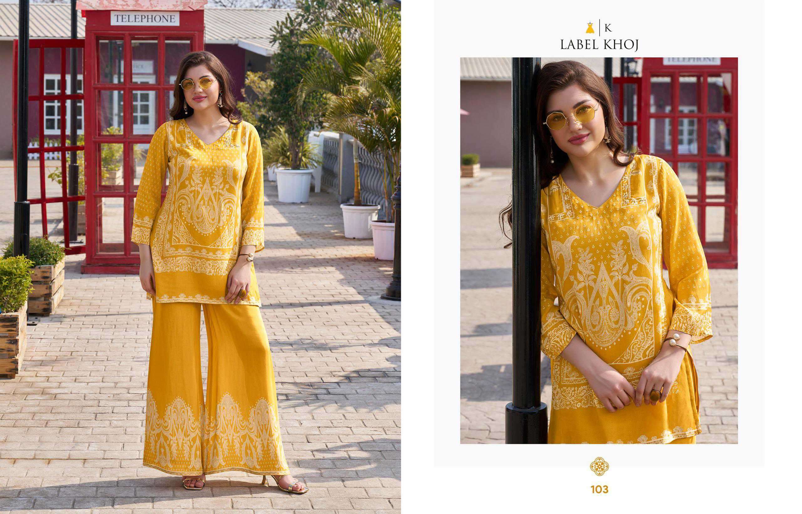 vacay mode by label khoj colors latest designer casual wear viscose muslin printed readymade cord set supplier 