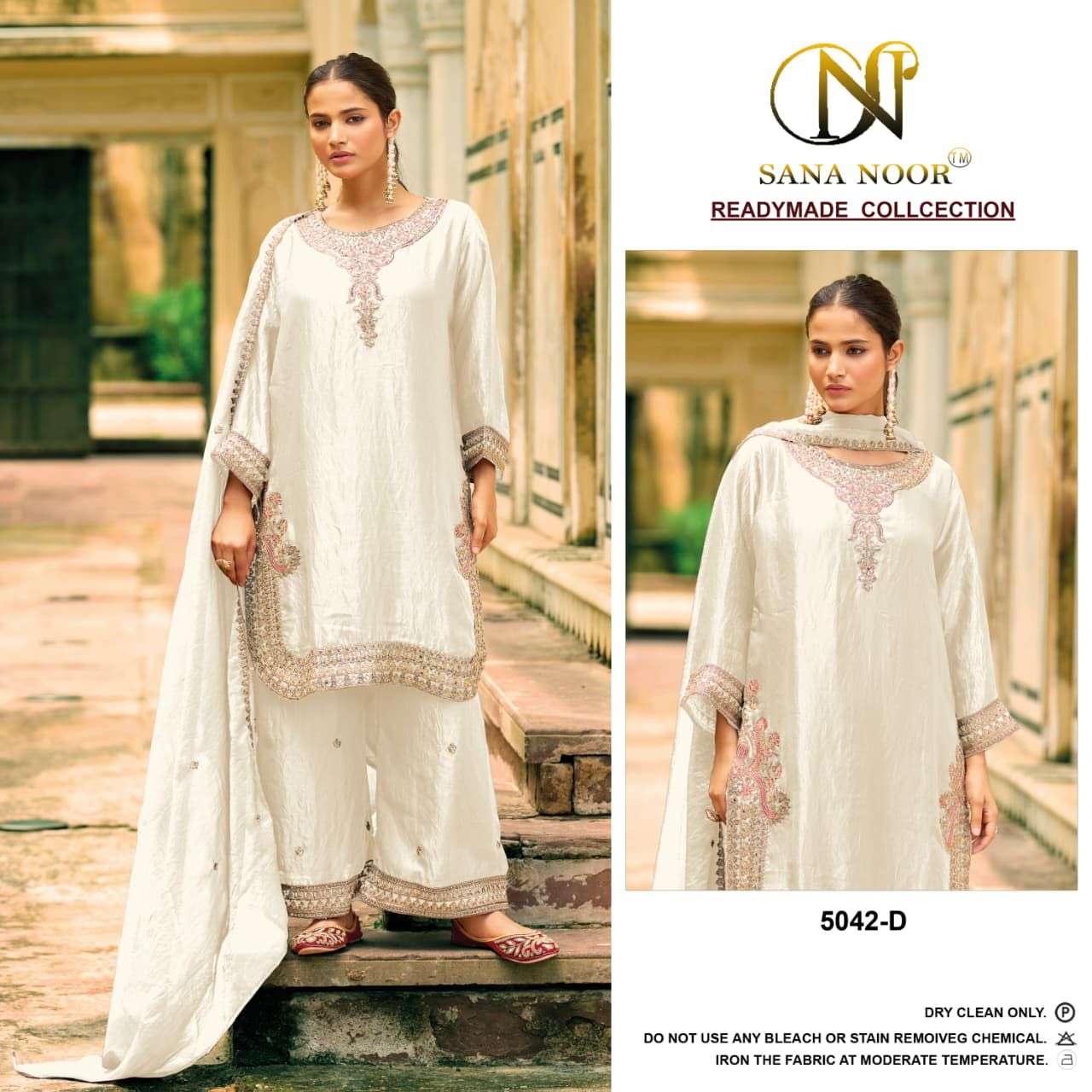 5042 by sana noor colors silk with hevay embroidered readymade plazo suit wholesaler surat