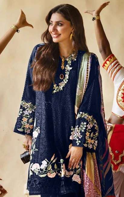 7144 by saniya trends colors fancy embroidered cotton pakistani suit wholeale price surat