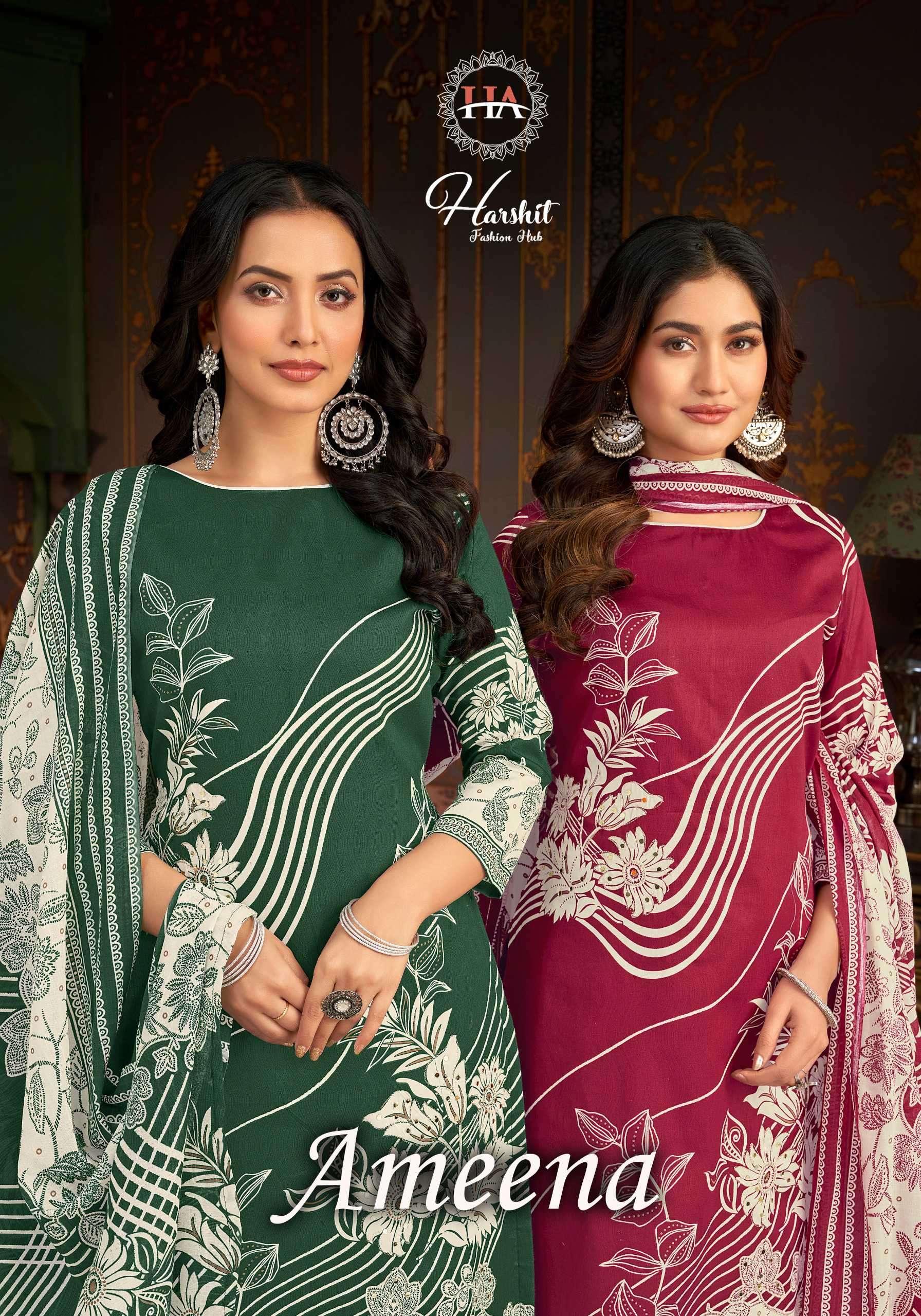 ameena by harshit fashion colors festival wear designer handwork with digital printed suit supplier 