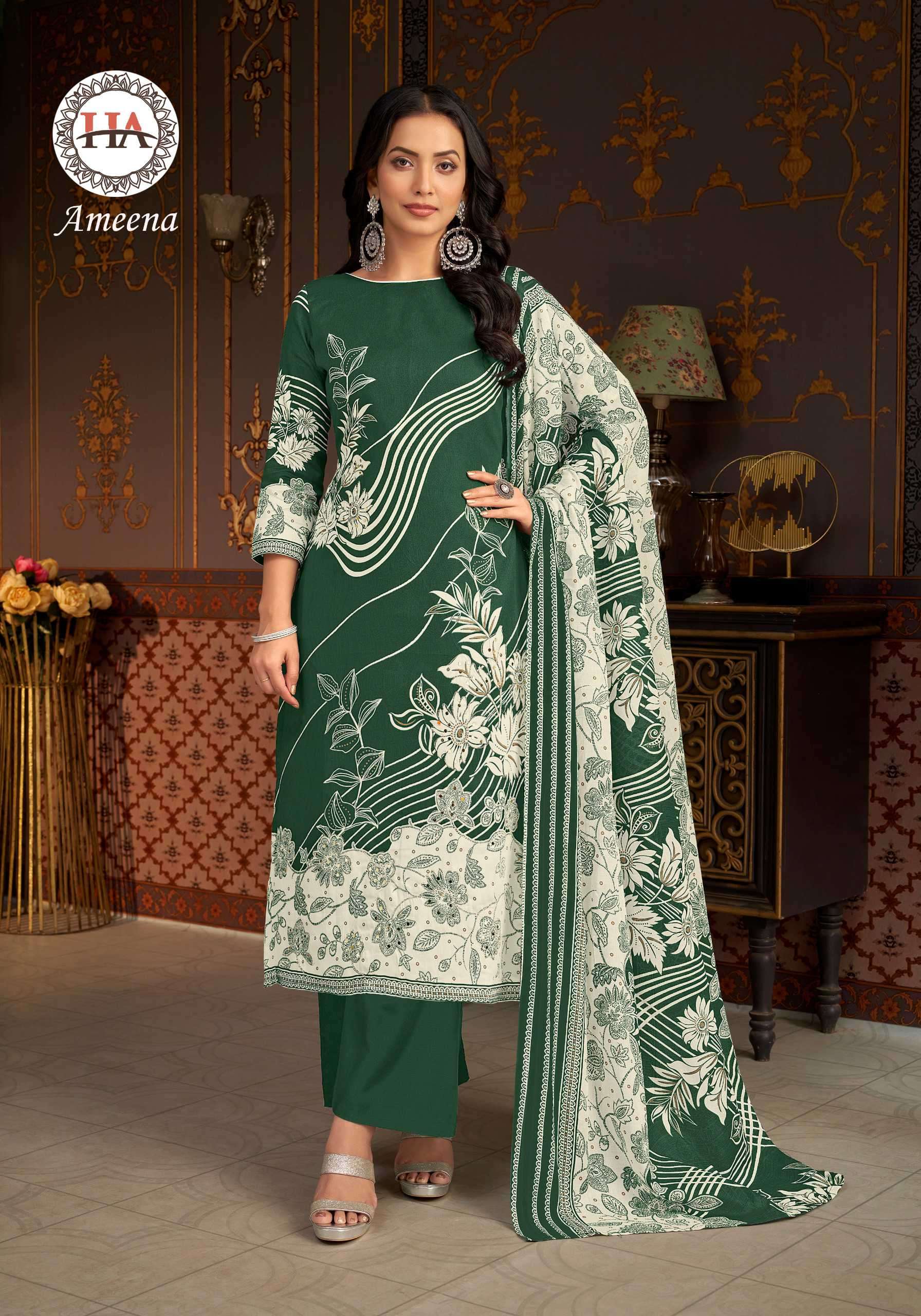 ameena by harshit fashion colors festival wear designer handwork with digital printed suit supplier 